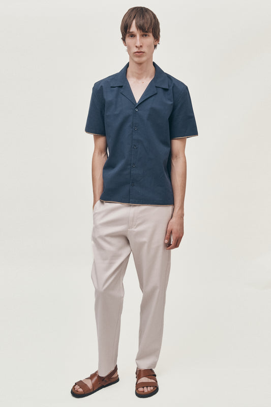 Navy hand-embroidered shirt