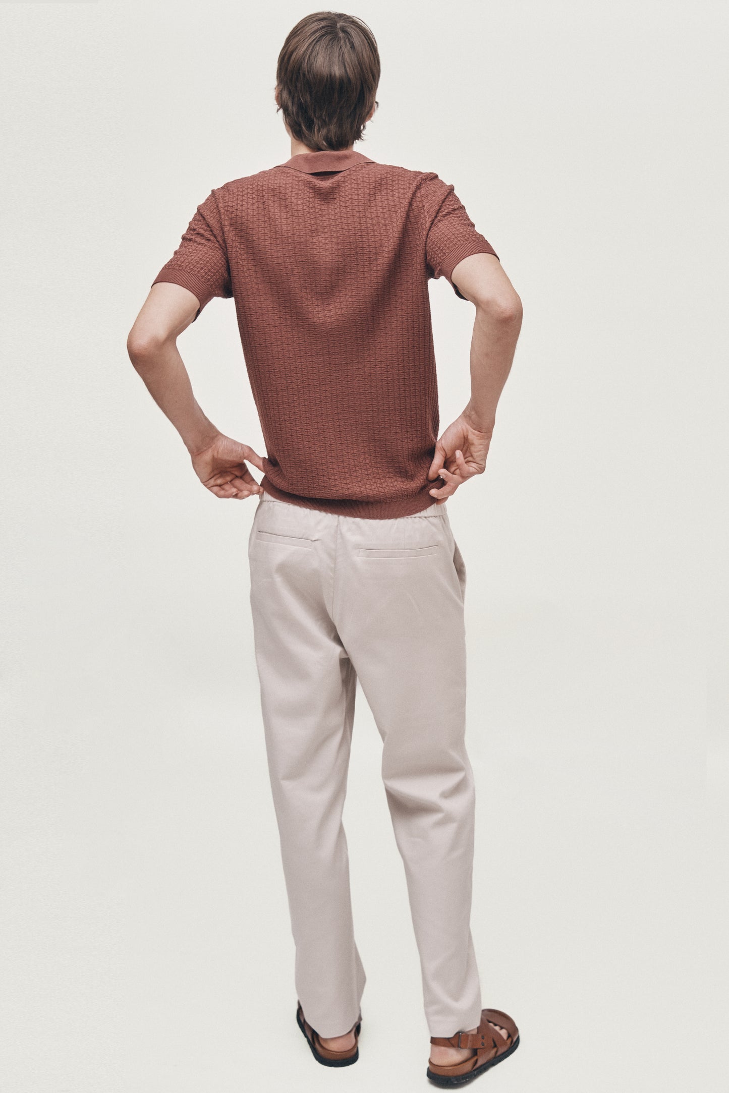 Muted burgundy lightweight knitted polo
