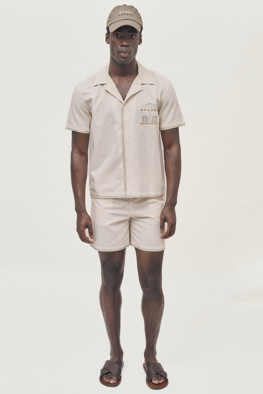 Coastal hand-embroidered shirt