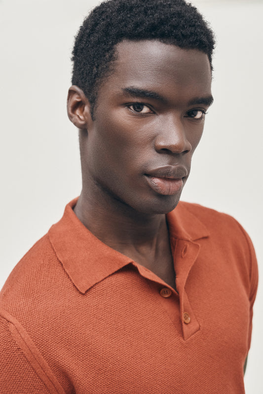 Burnt orange knitted polo