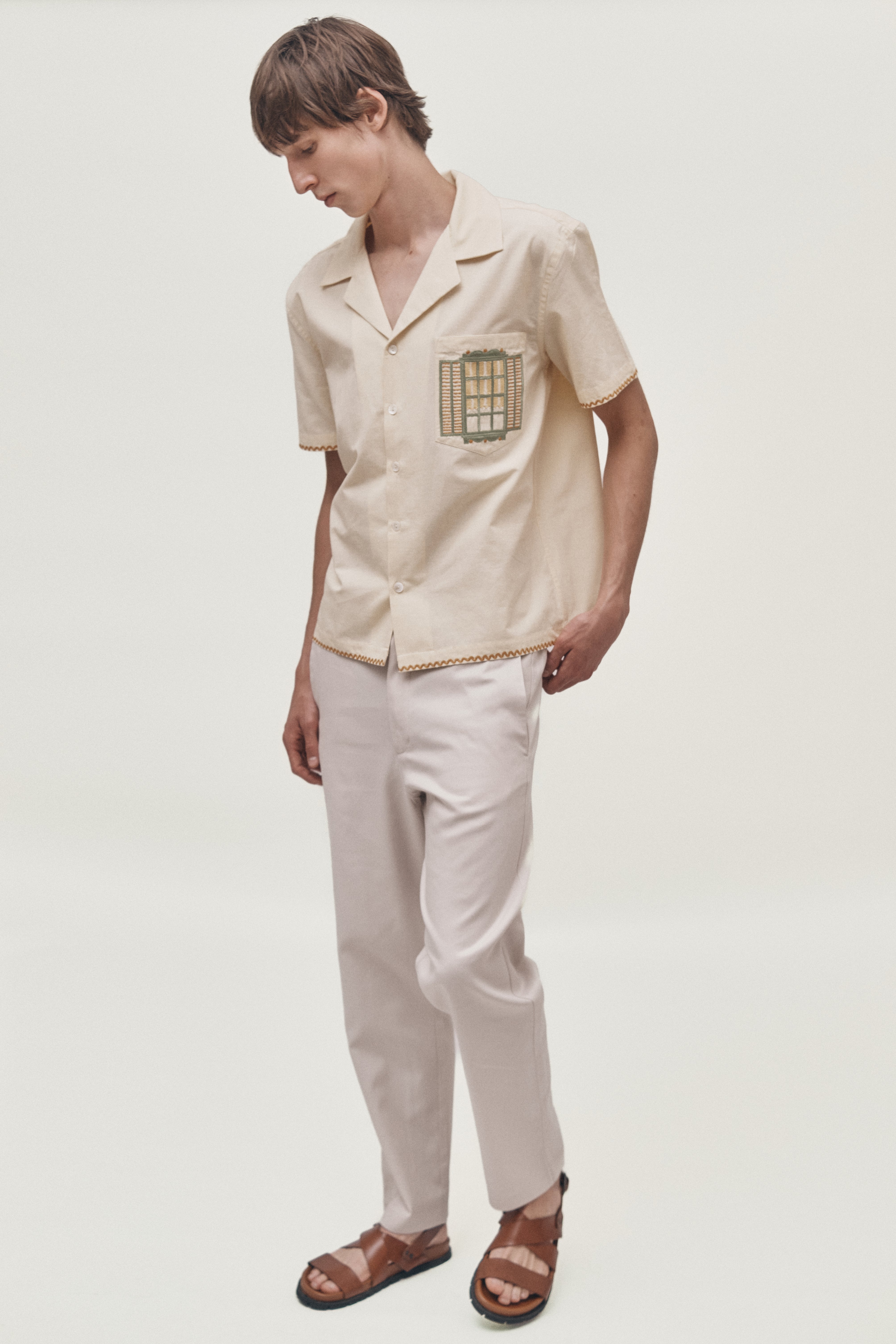 Window hand-embroidered shirt