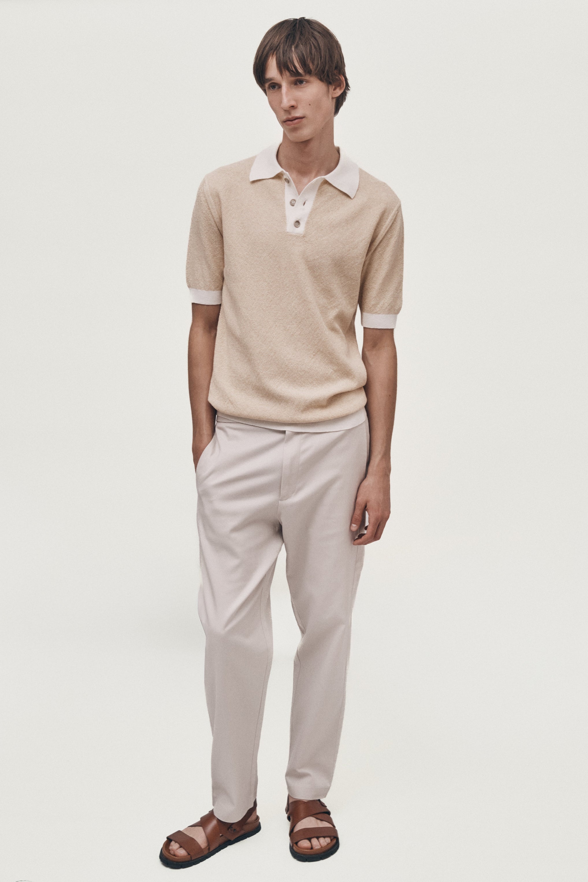 Contrast buttery yellow knitted polo