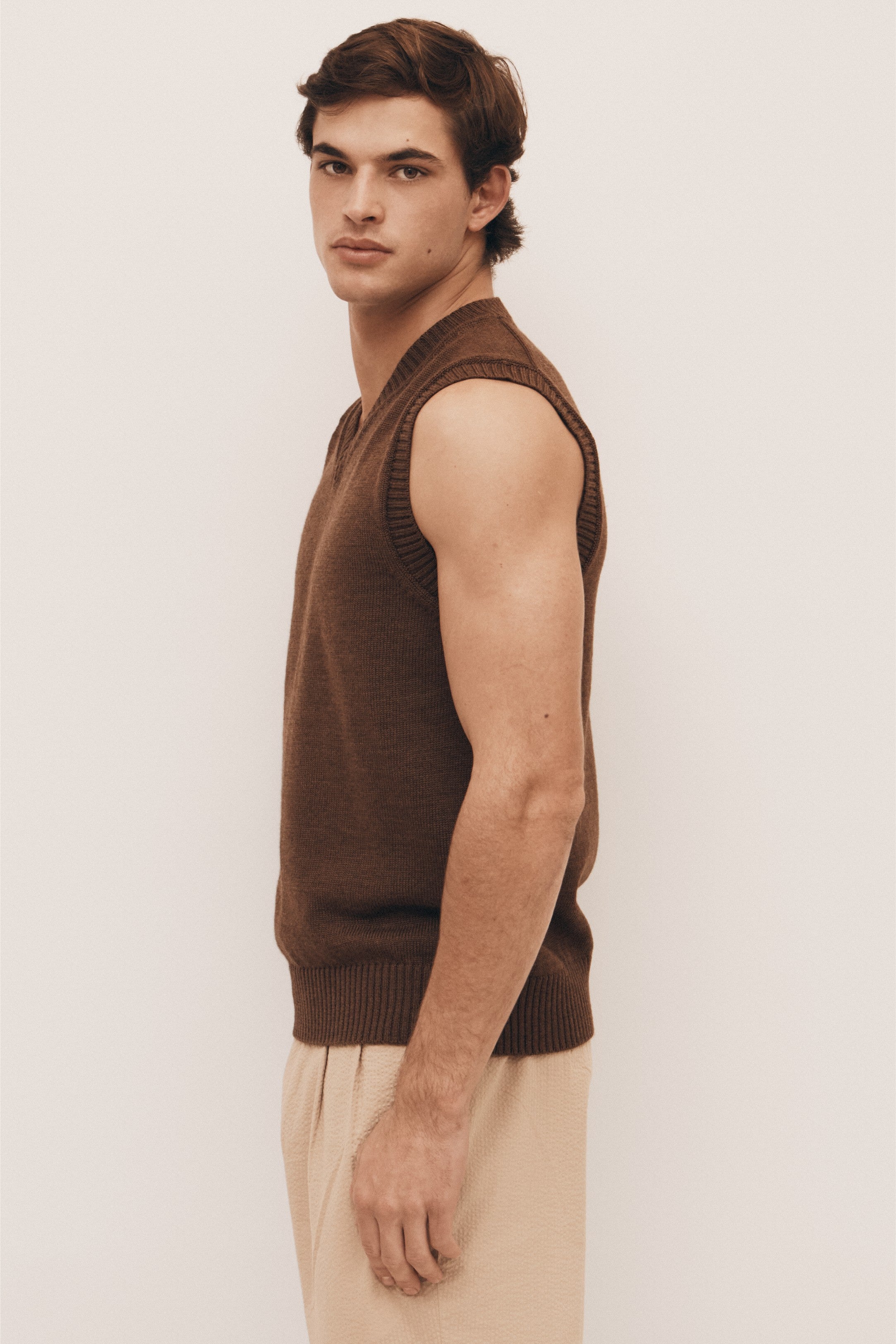 Brown Extra Fine Merino Vest