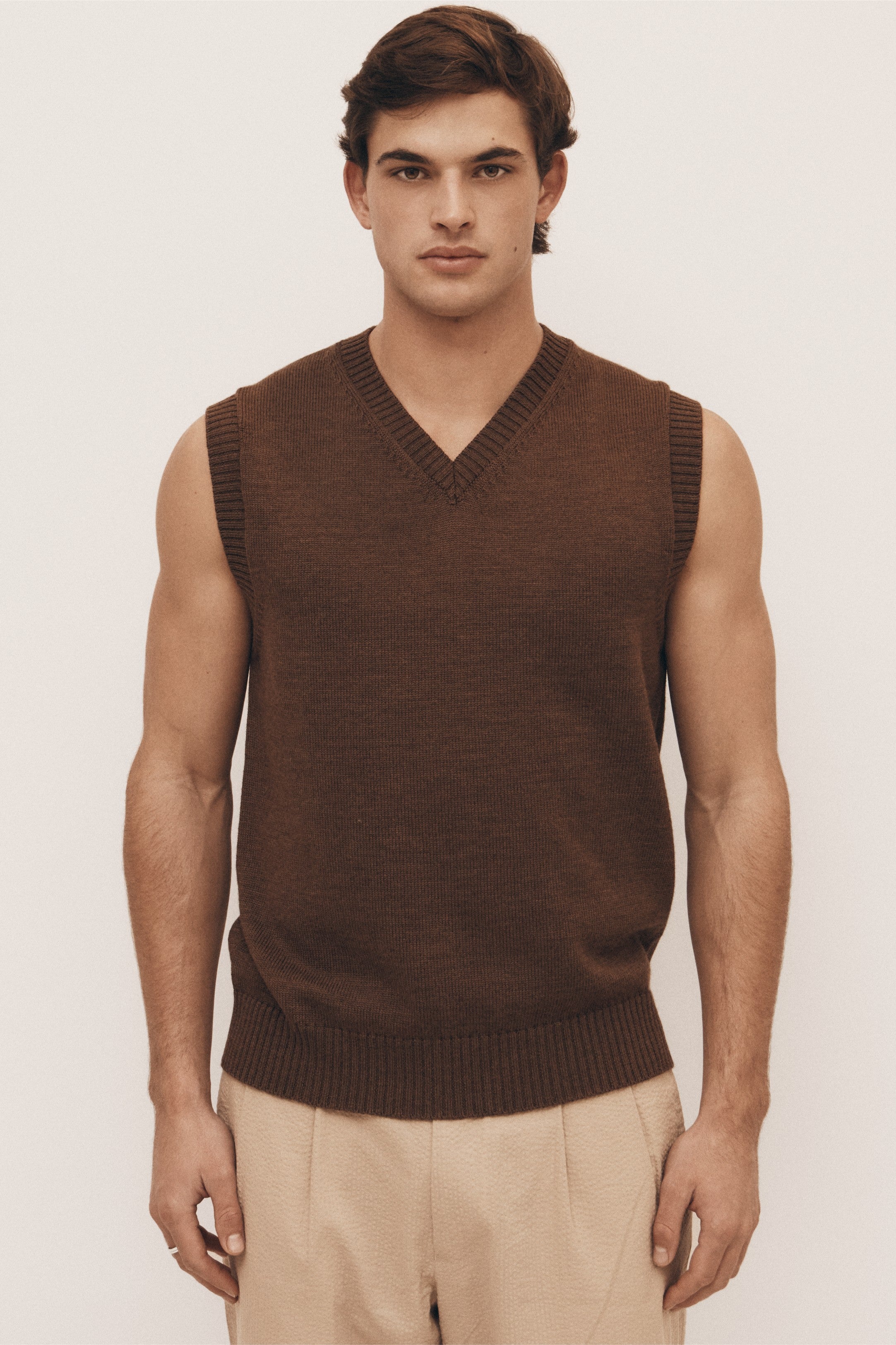 Brown Extra Fine Merino Vest