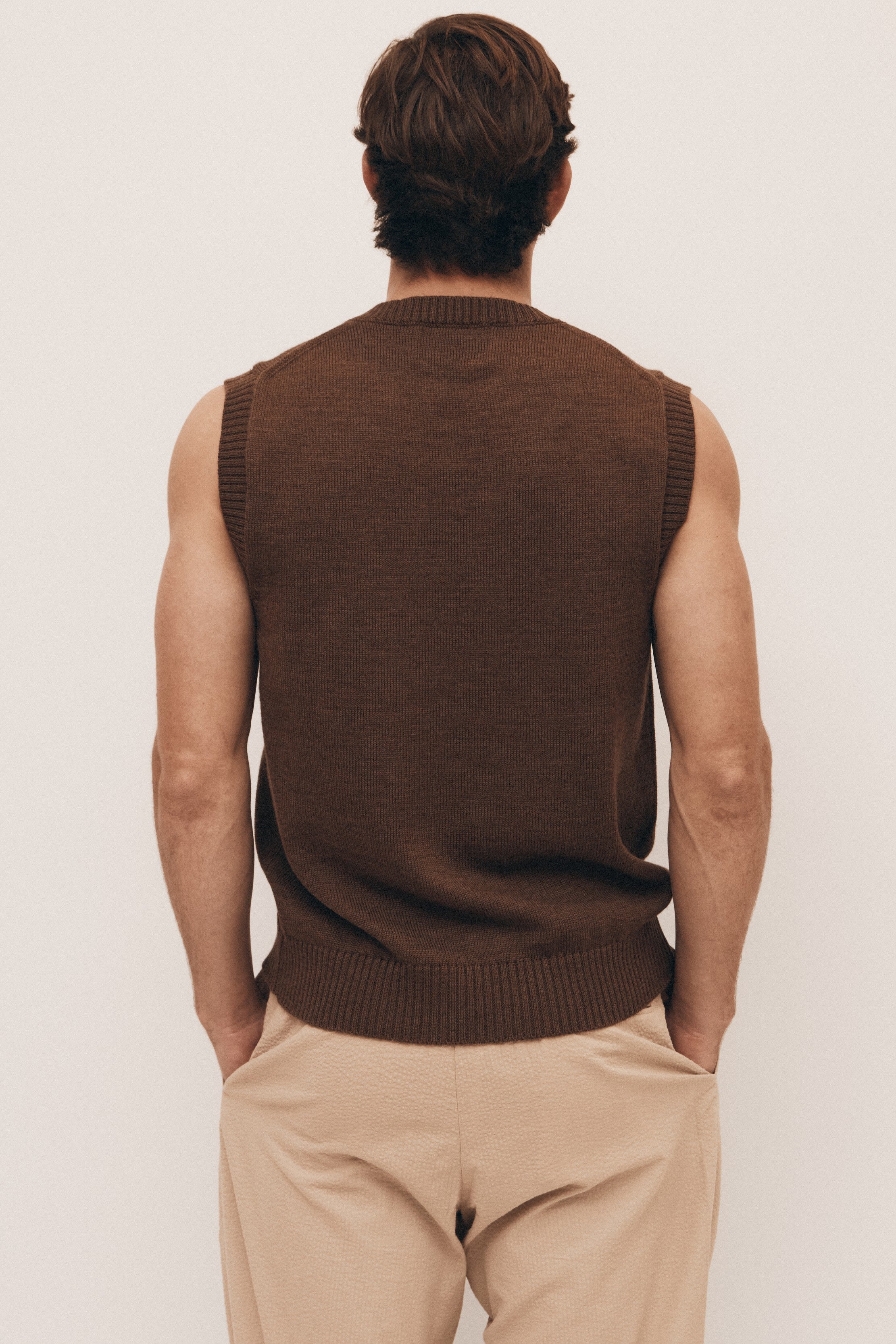 Brown Extra Fine Merino Vest