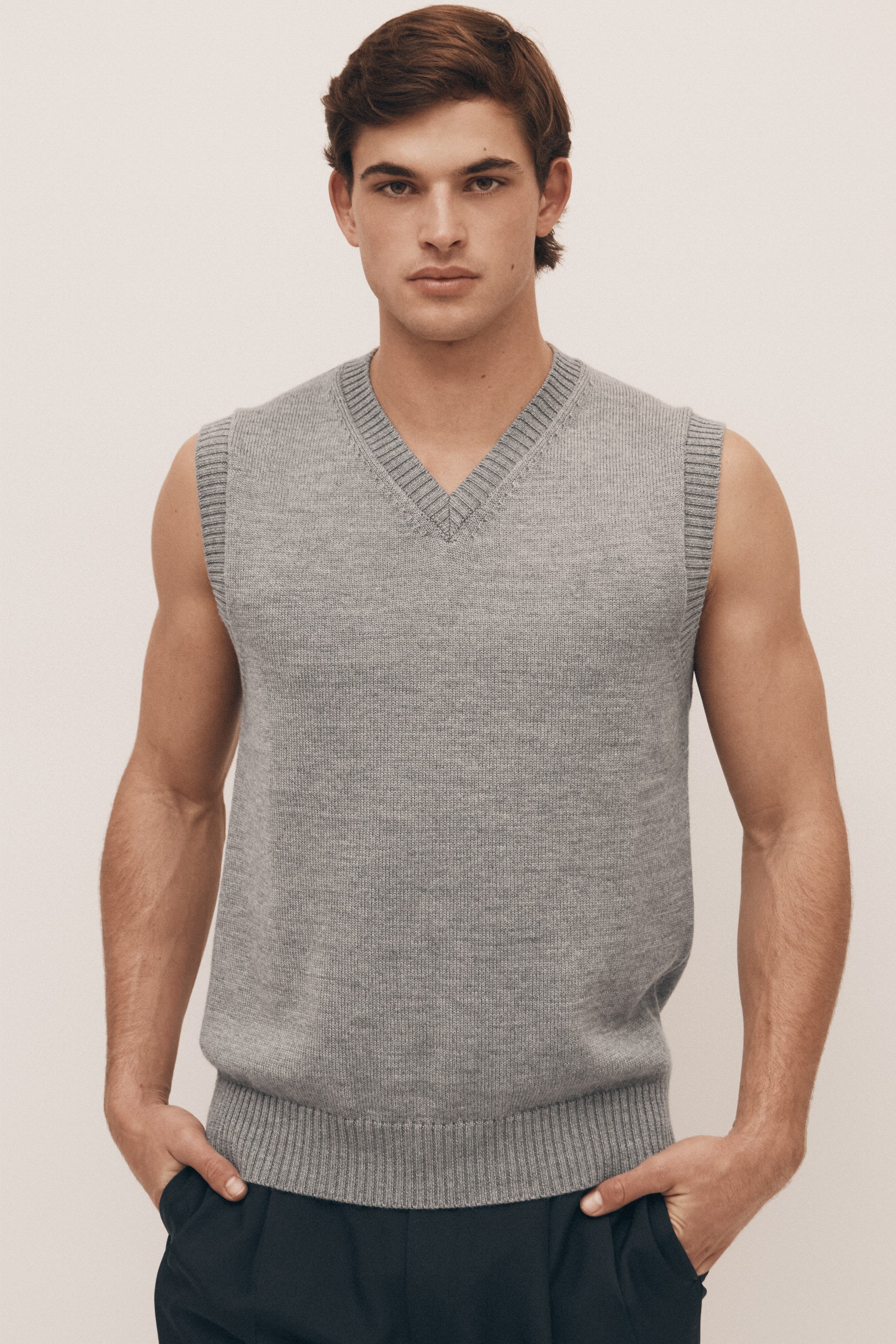 Grey Extra Fine Merino Vest
