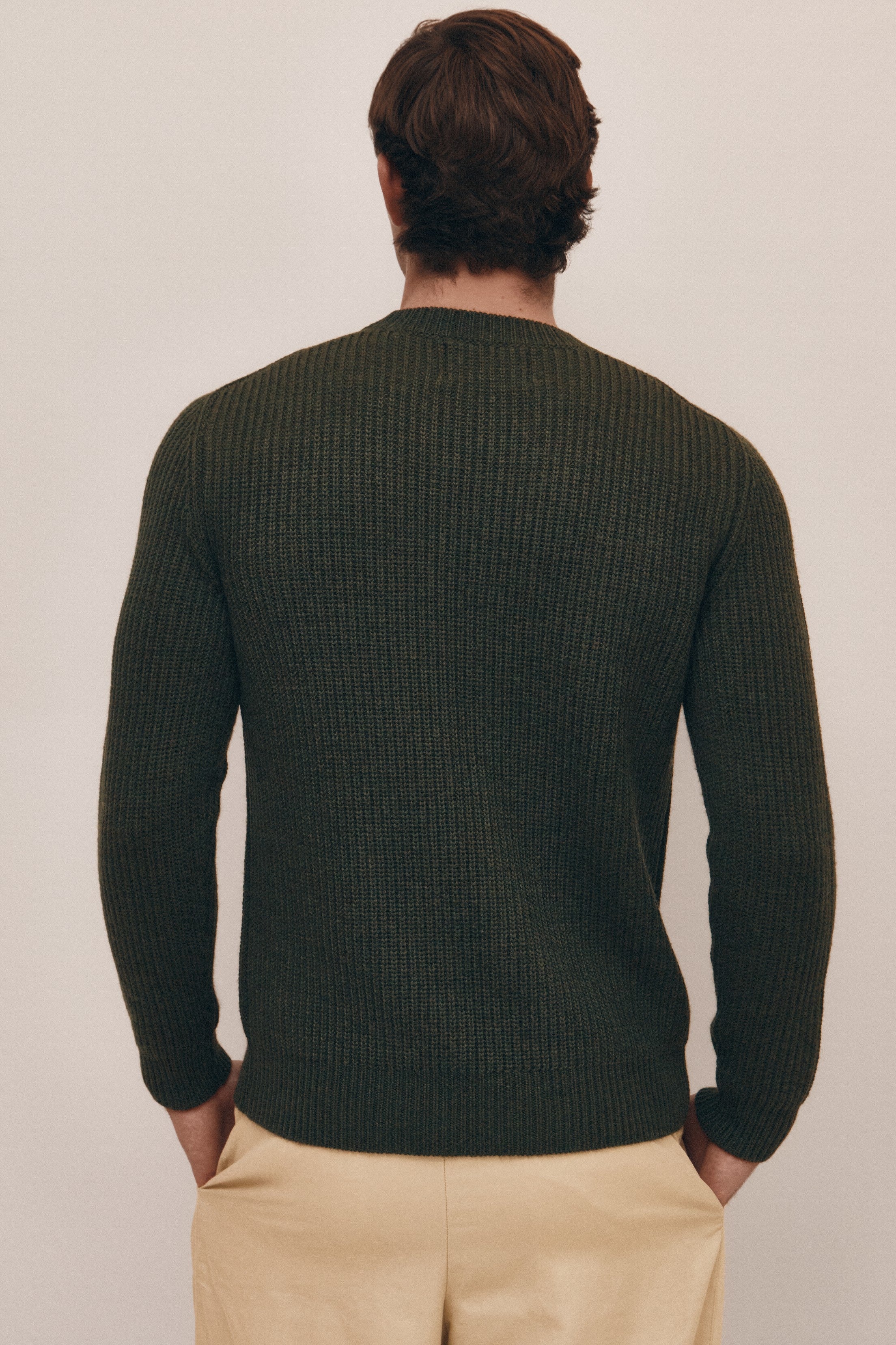 Deep Olive Extra Fine Merino Sweater