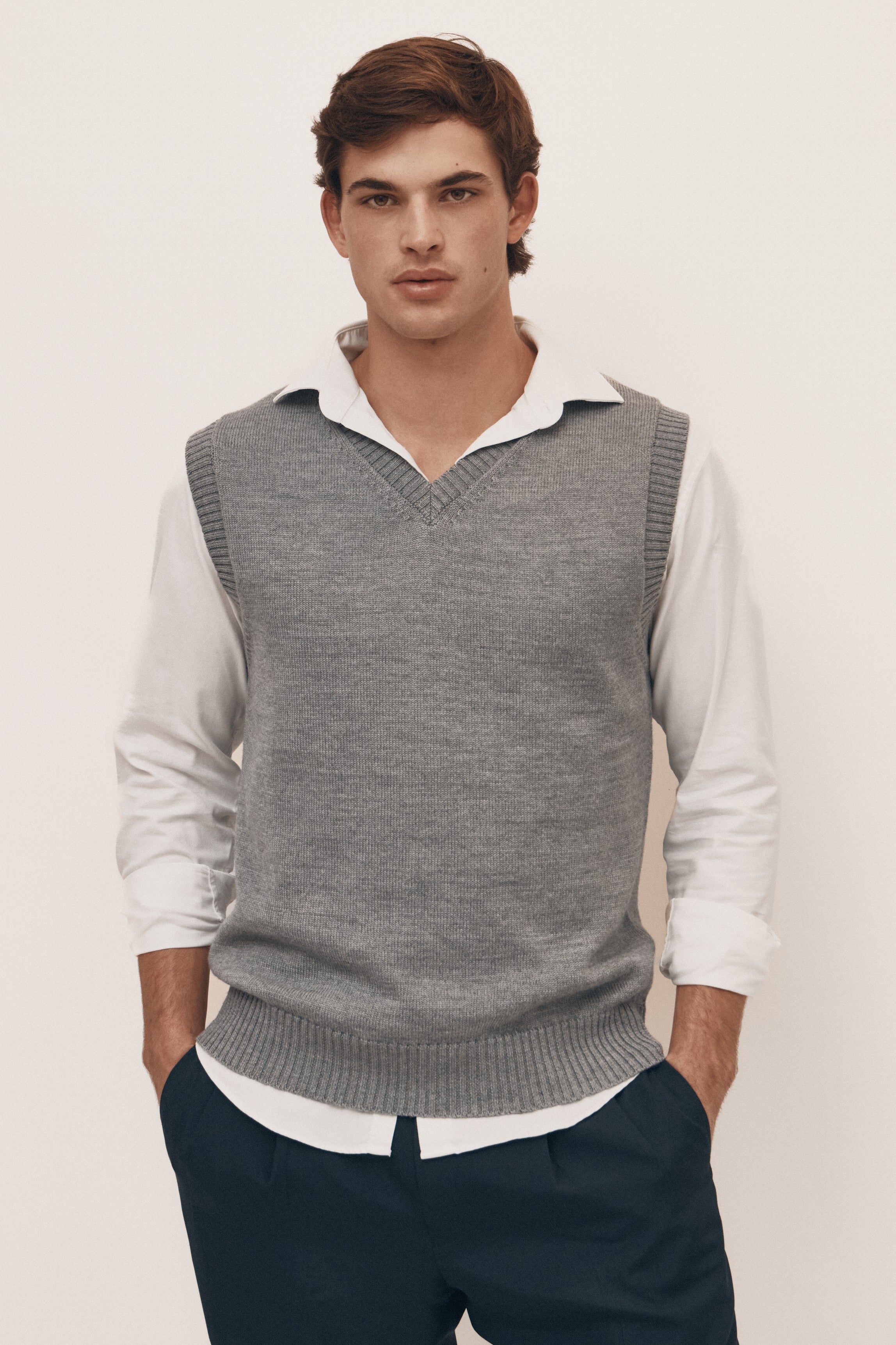 Grey Extra Fine Merino Vest