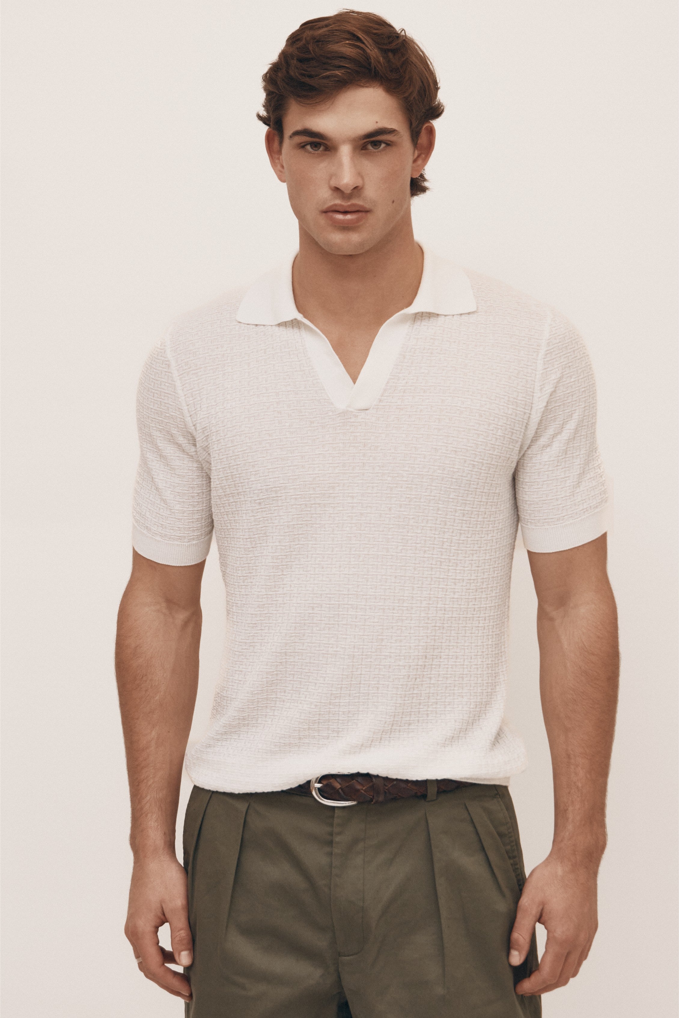 Ivory lightweight knitted polo
