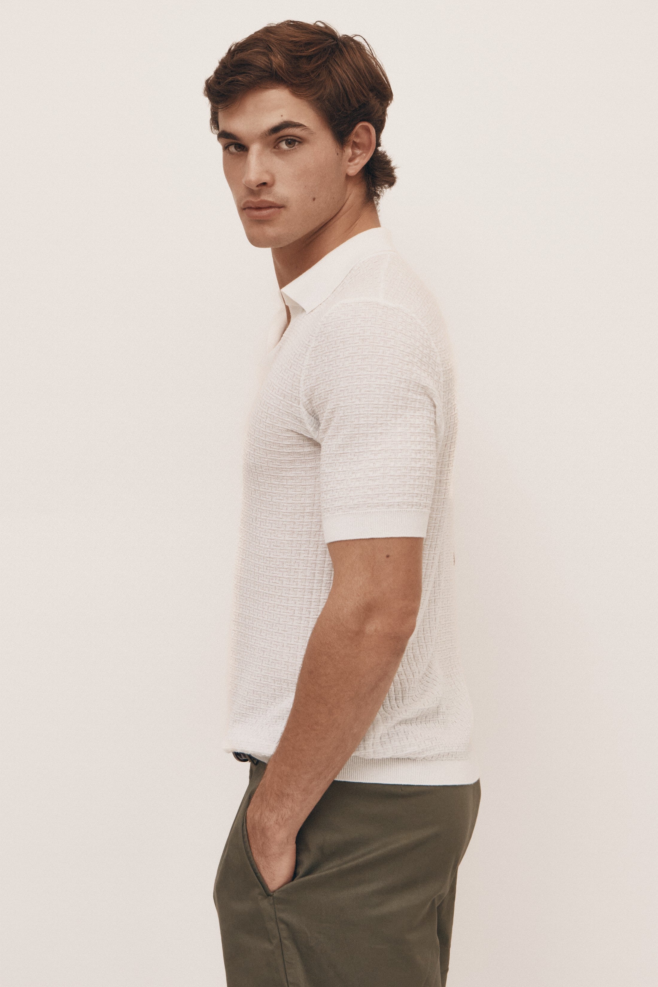 Ivory lightweight knitted polo