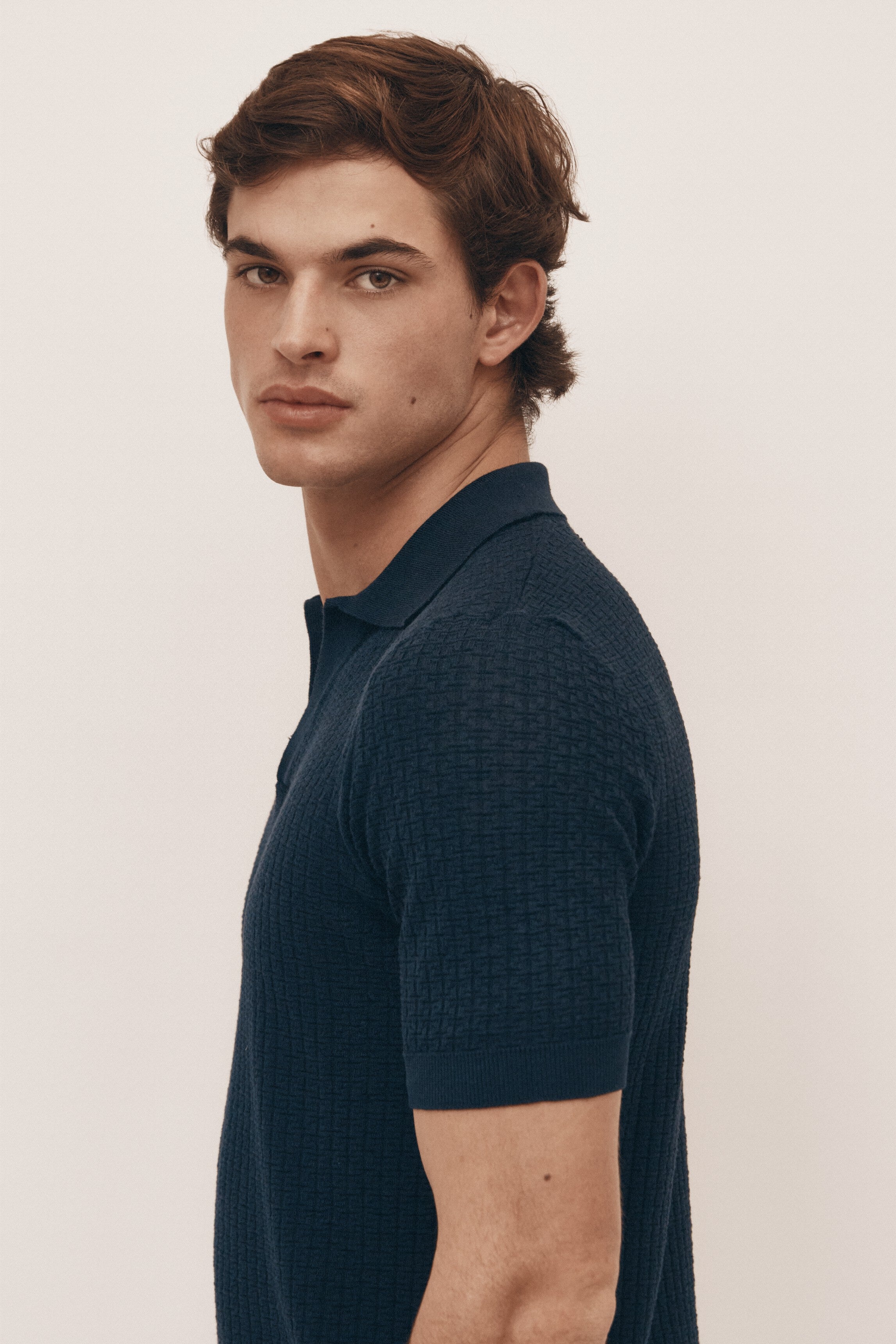 Navy lightweight knitted polo