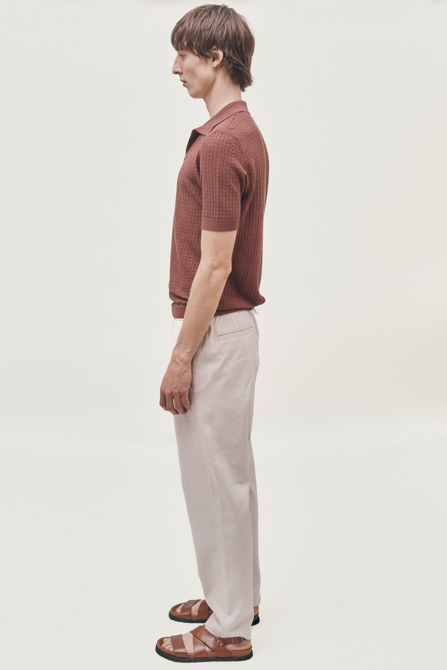 Muted burgundy lightweight knitted polo