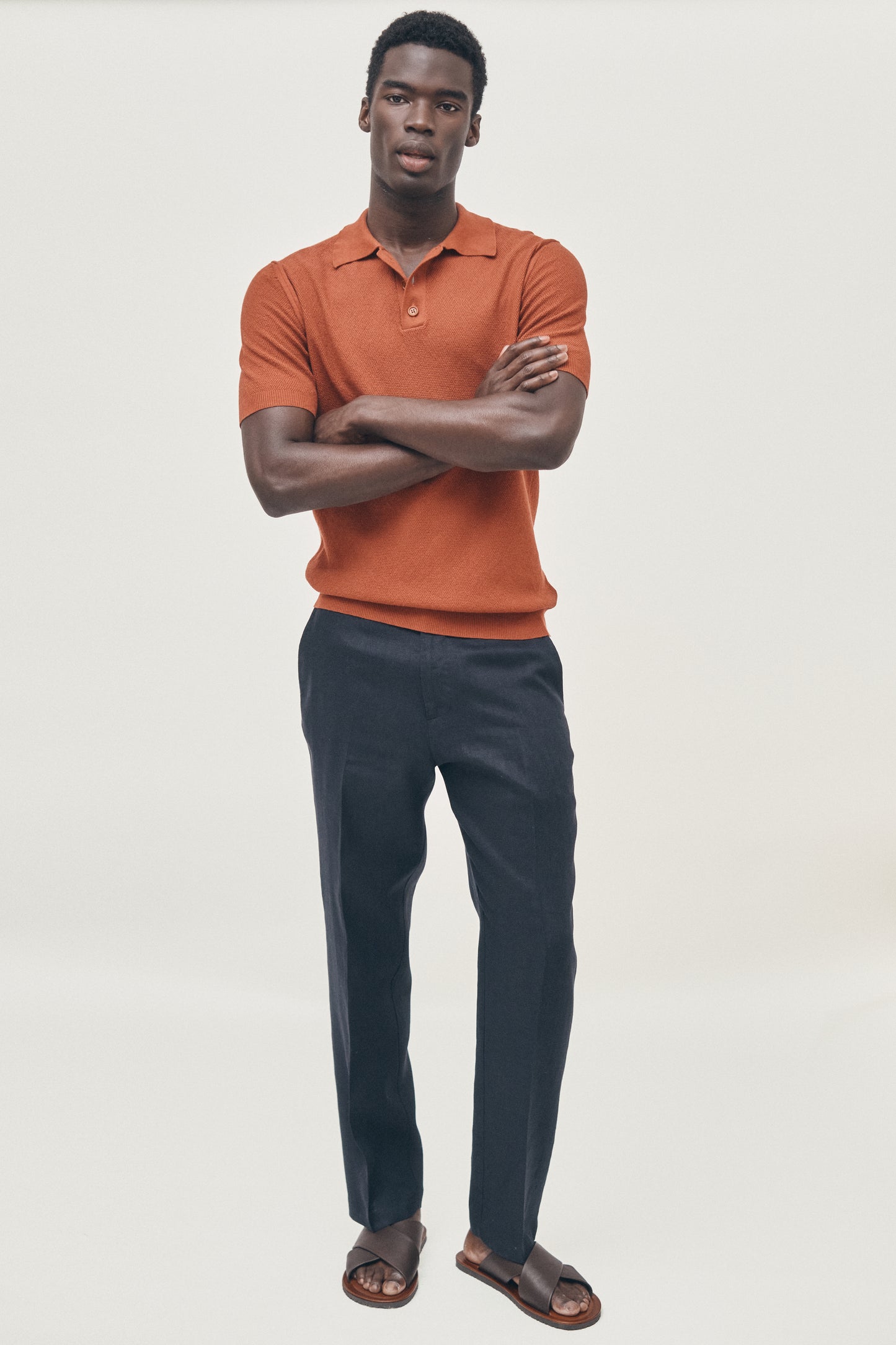 Burnt orange knitted polo