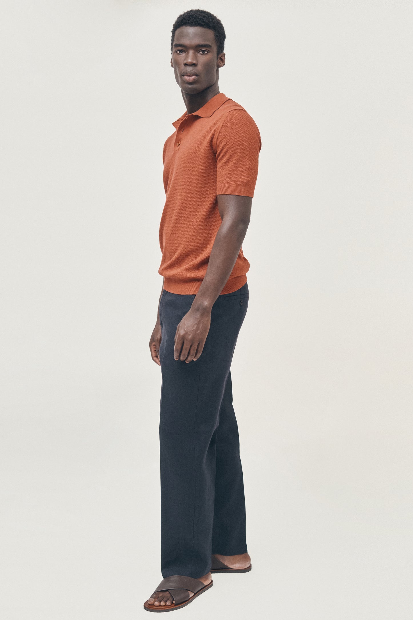 Burnt orange knitted polo