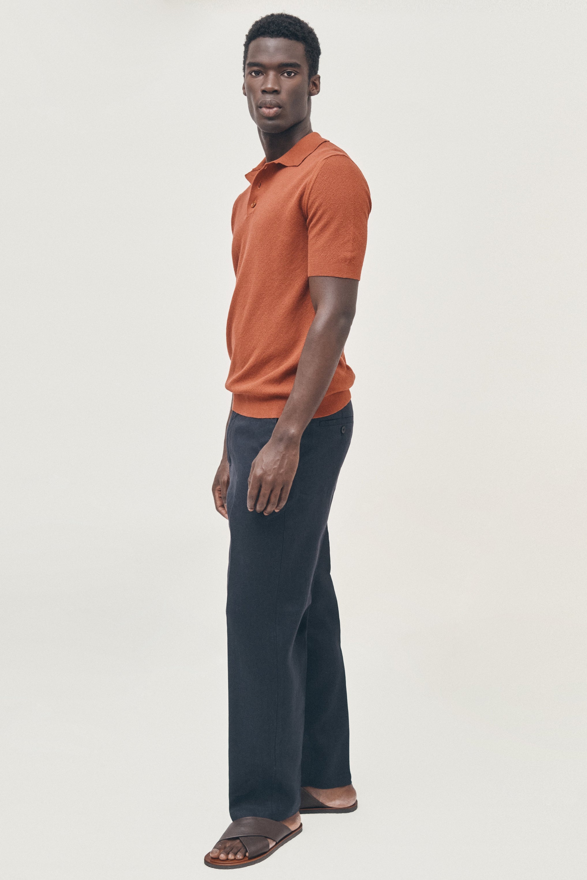 Burnt orange knitted polo