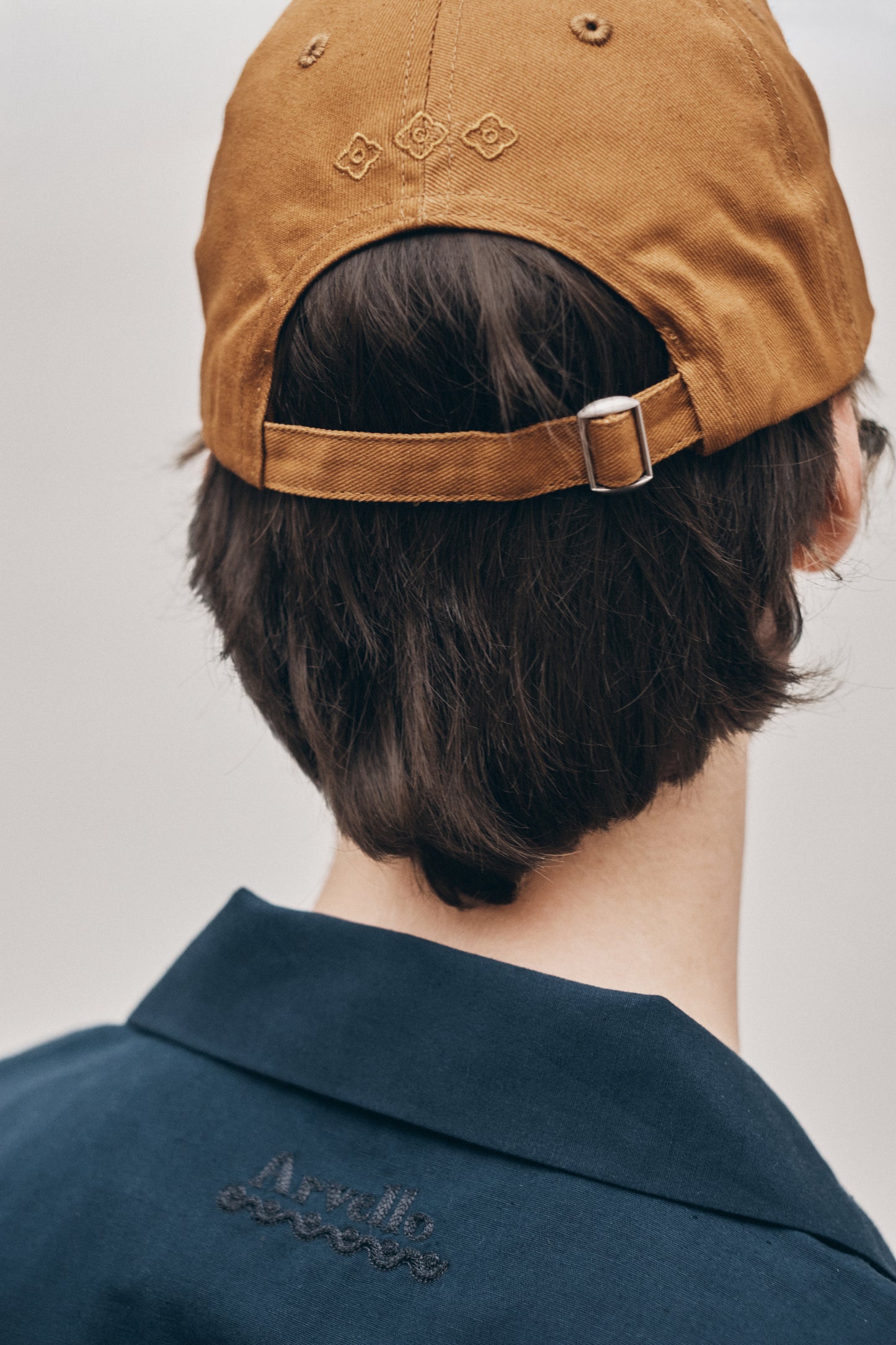 Navy hand-embroidered shirt