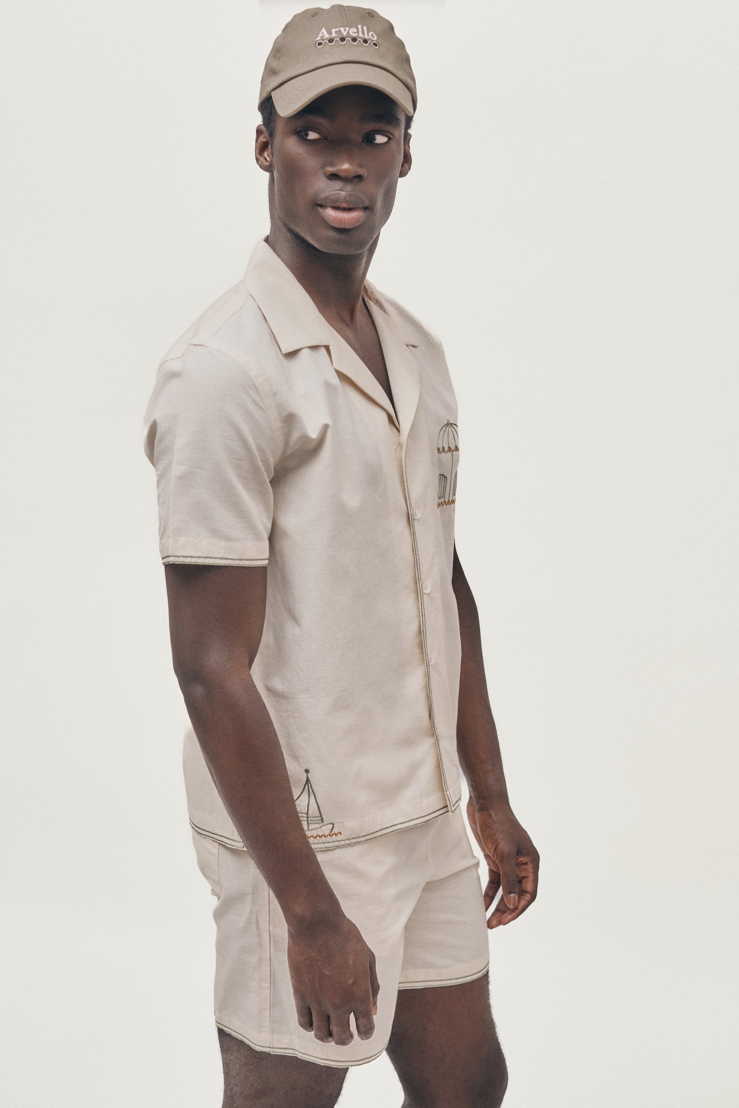 Coastal hand-embroidered shirt