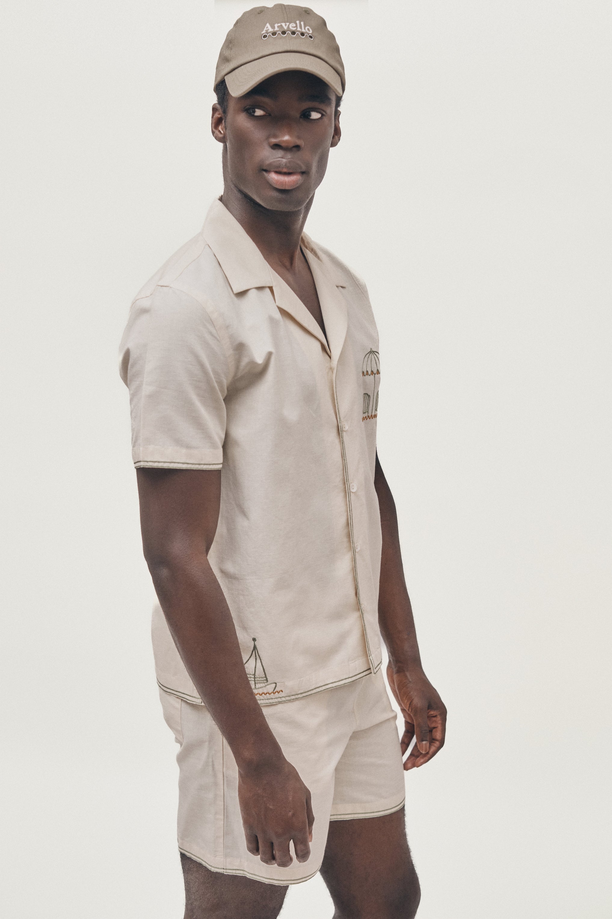 Coastal hand-embroidered shirt