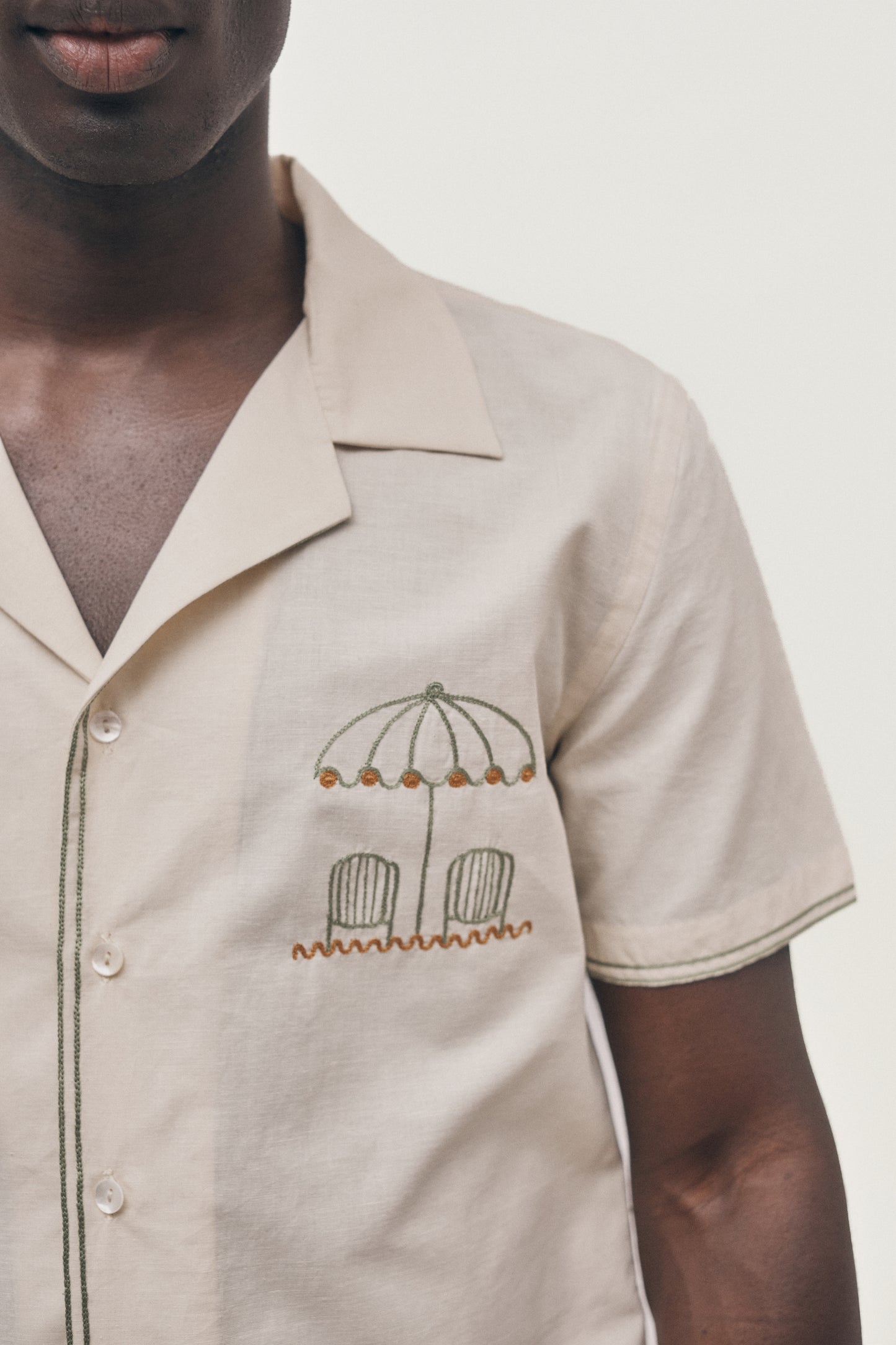 Coastal hand-embroidered shirt