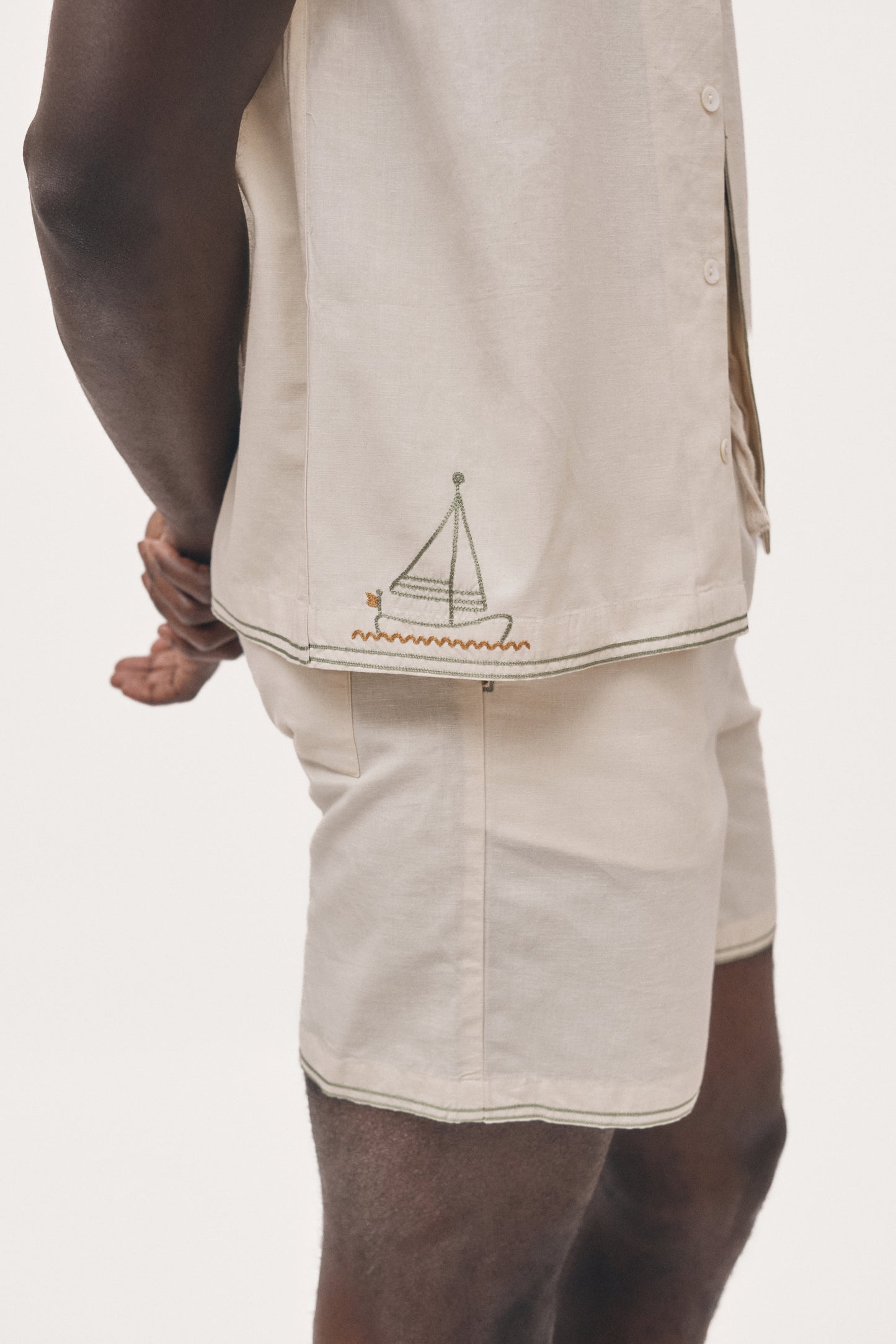 Coastal hand-embroidered shirt