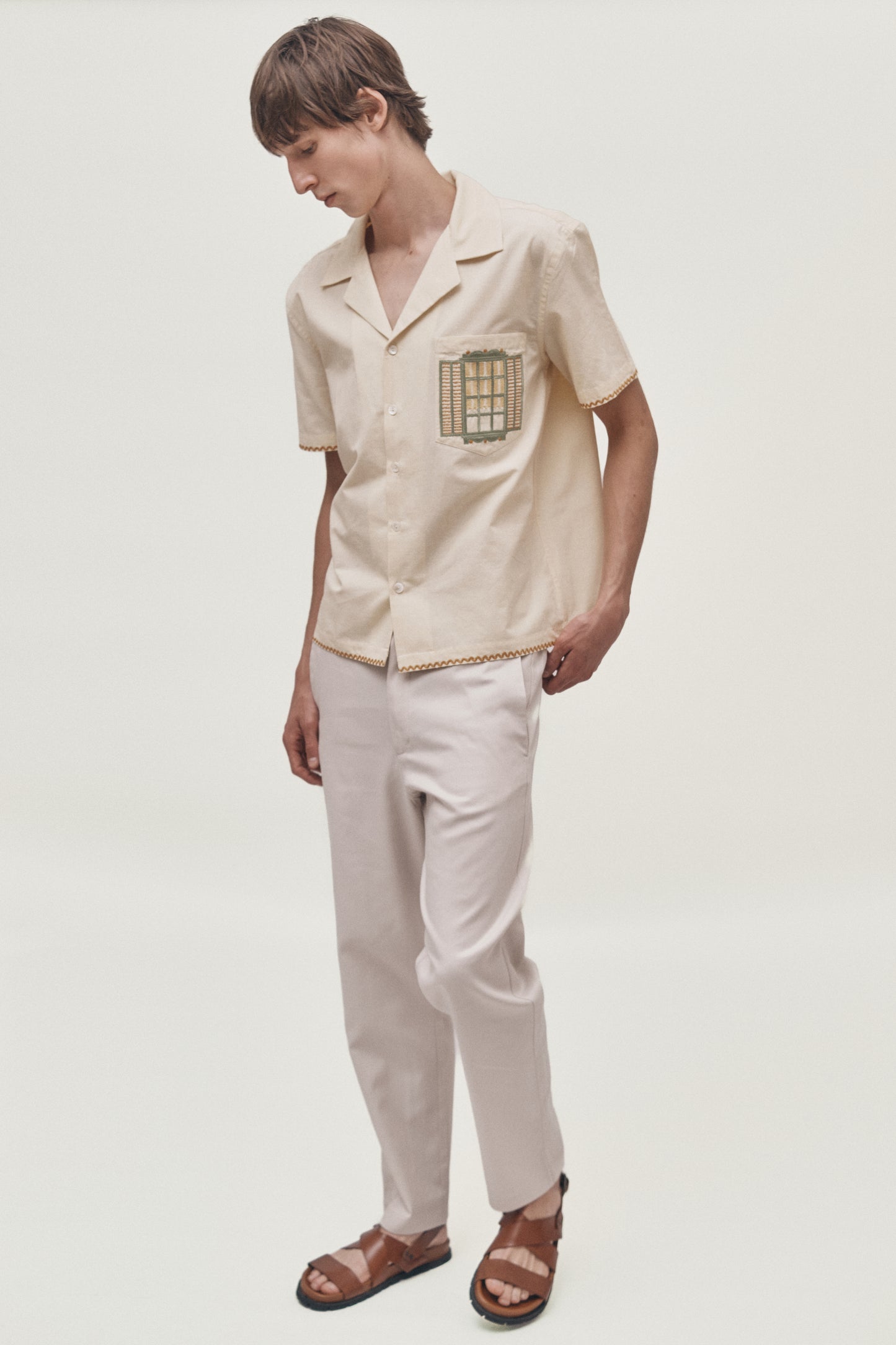 Window hand-embroidered shirt