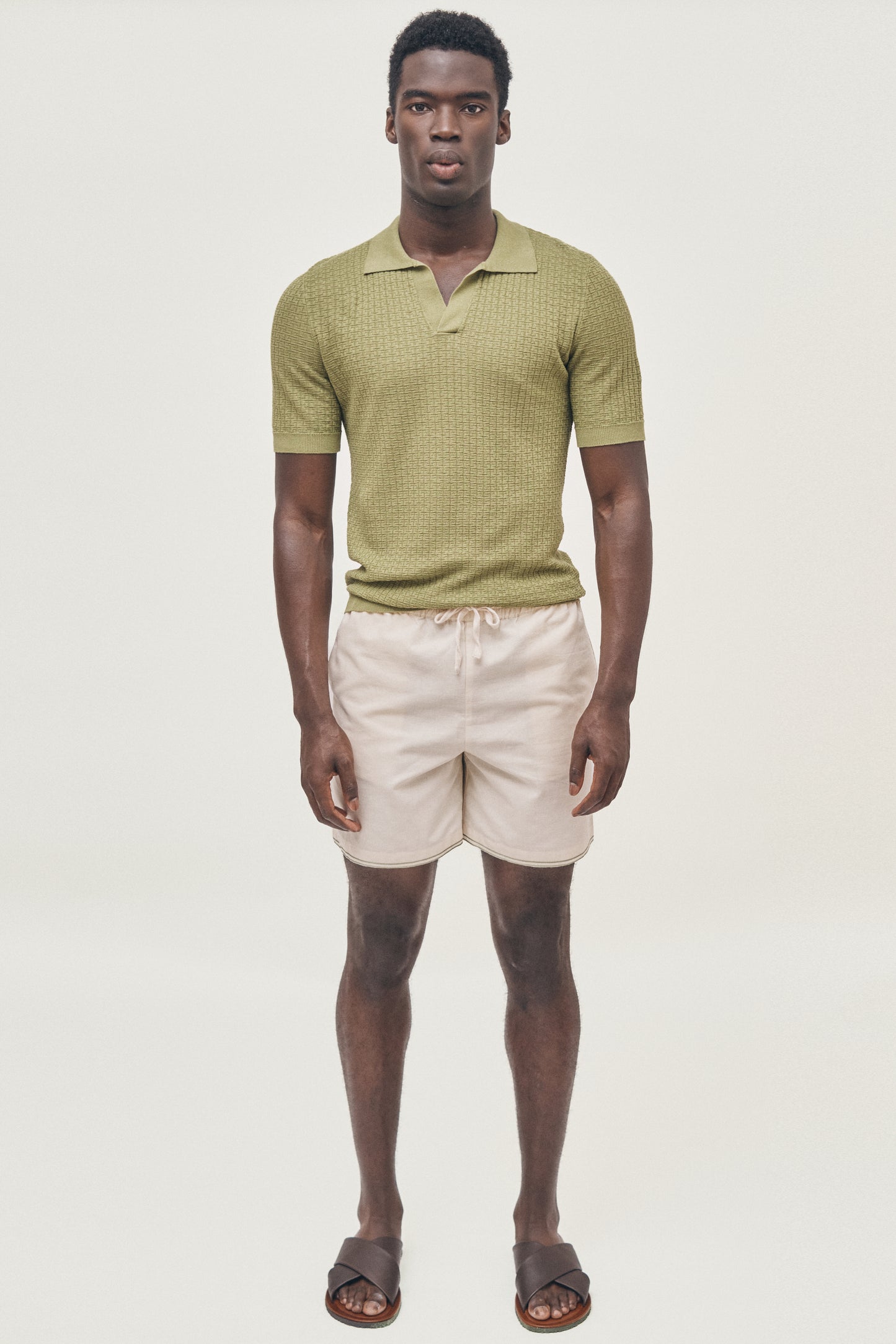 Matcha green lightweight knitted polo