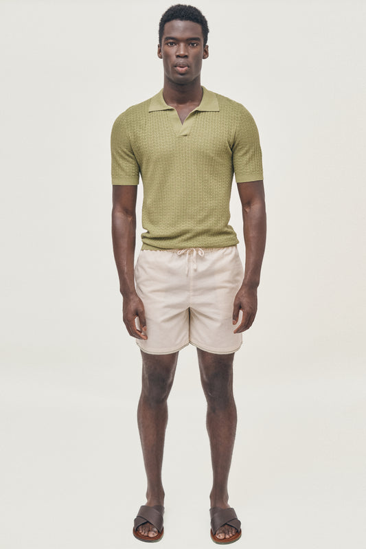 Matcha green lightweight knitted polo