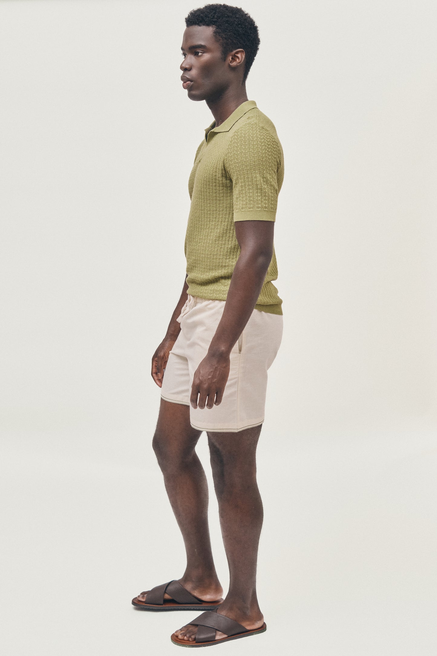 Matcha green lightweight knitted polo