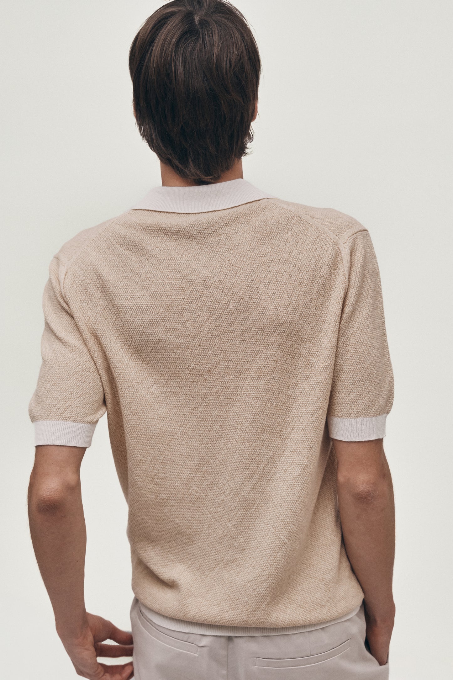 Contrast buttery yellow knitted polo