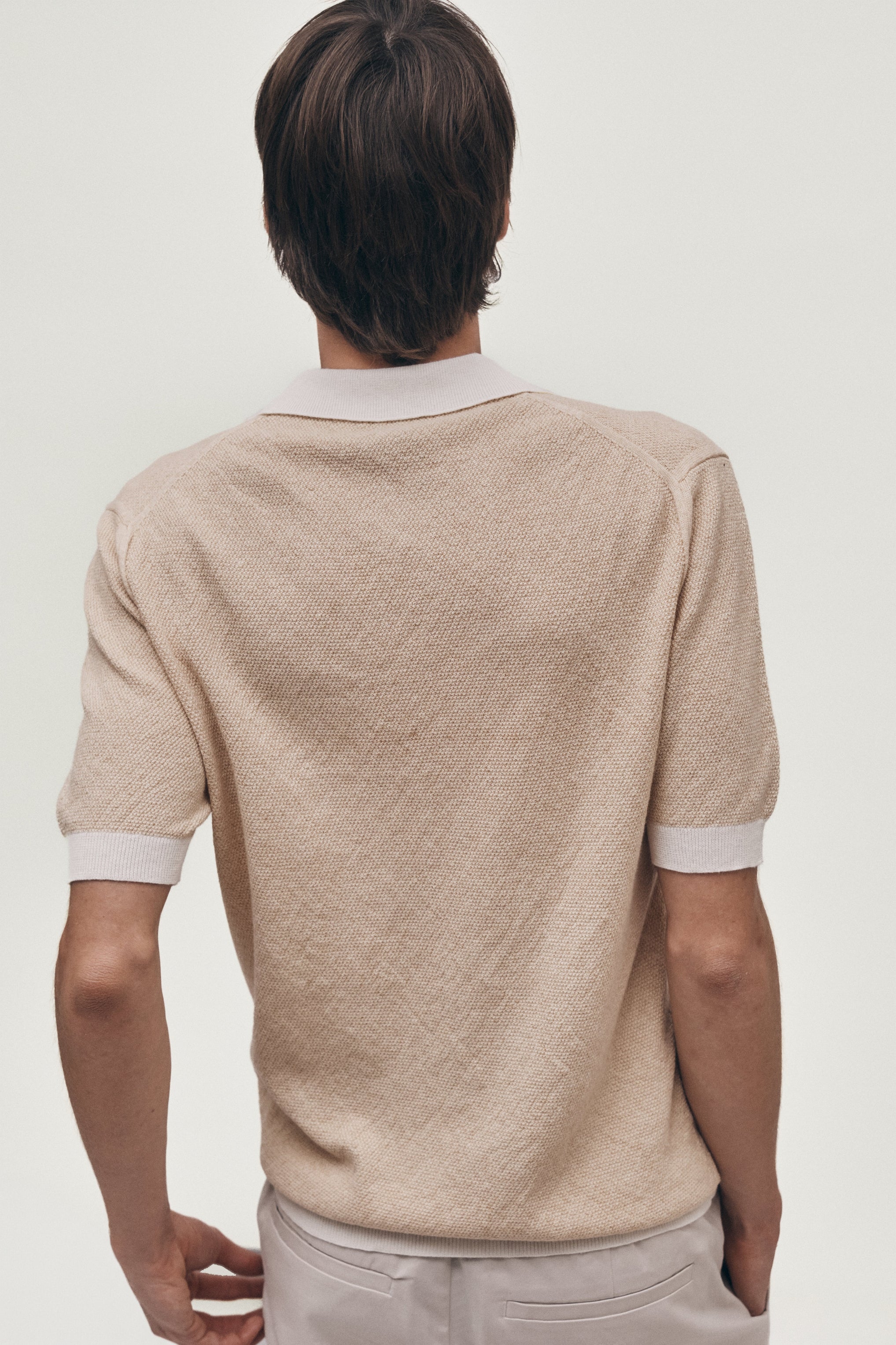Contrast buttery yellow knitted polo