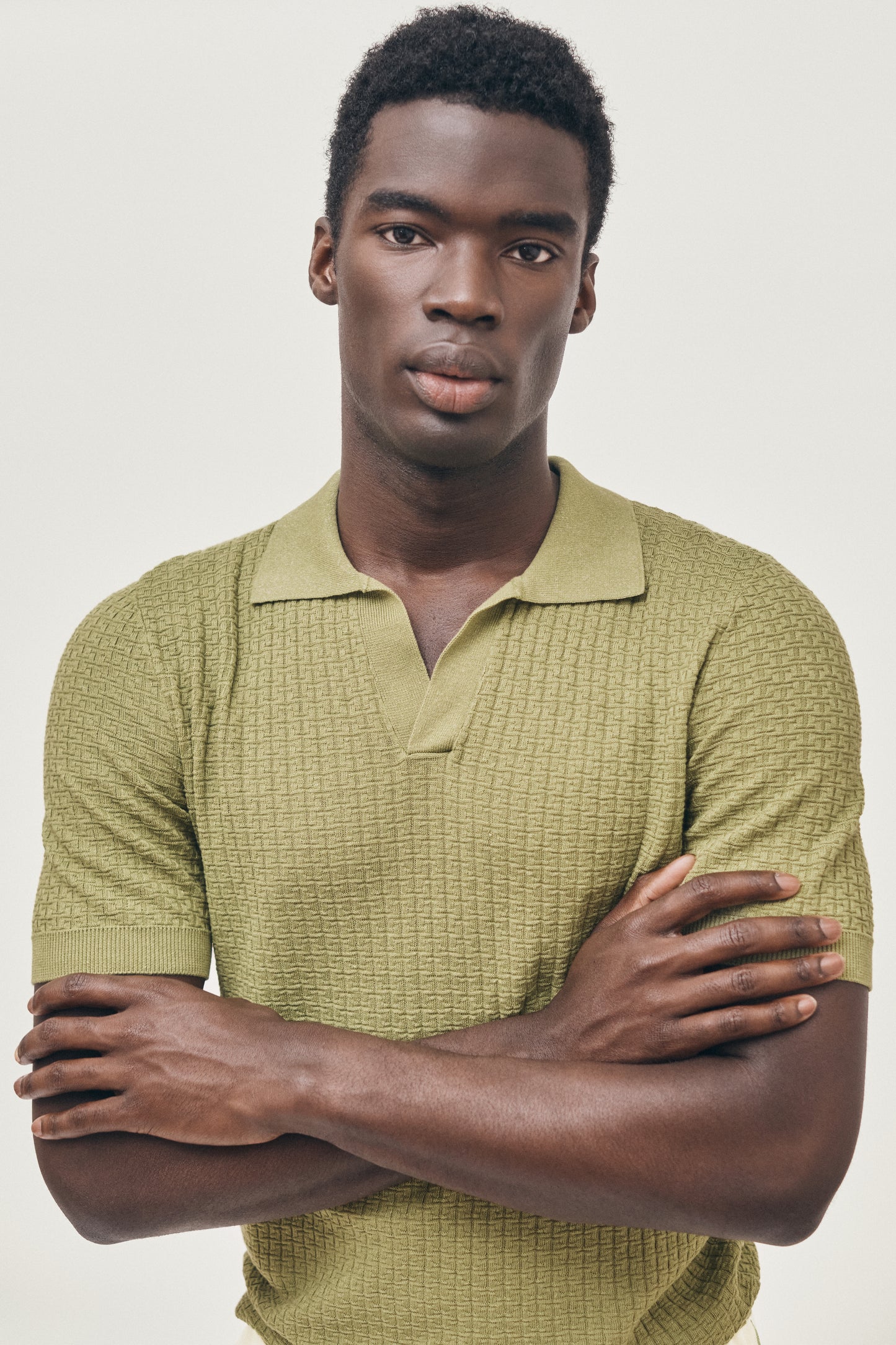 Matcha green lightweight knitted polo