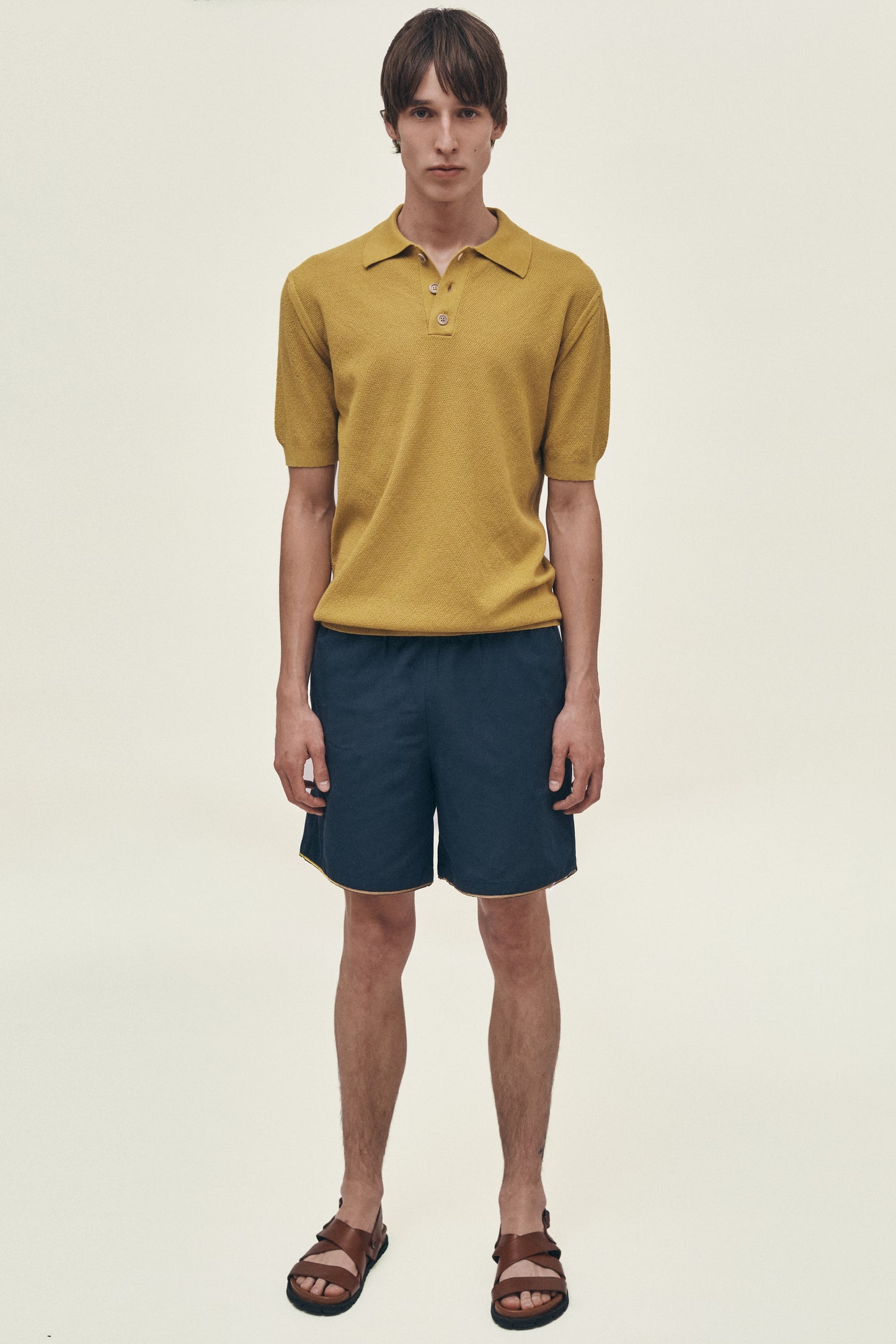 Mustard knitted polo