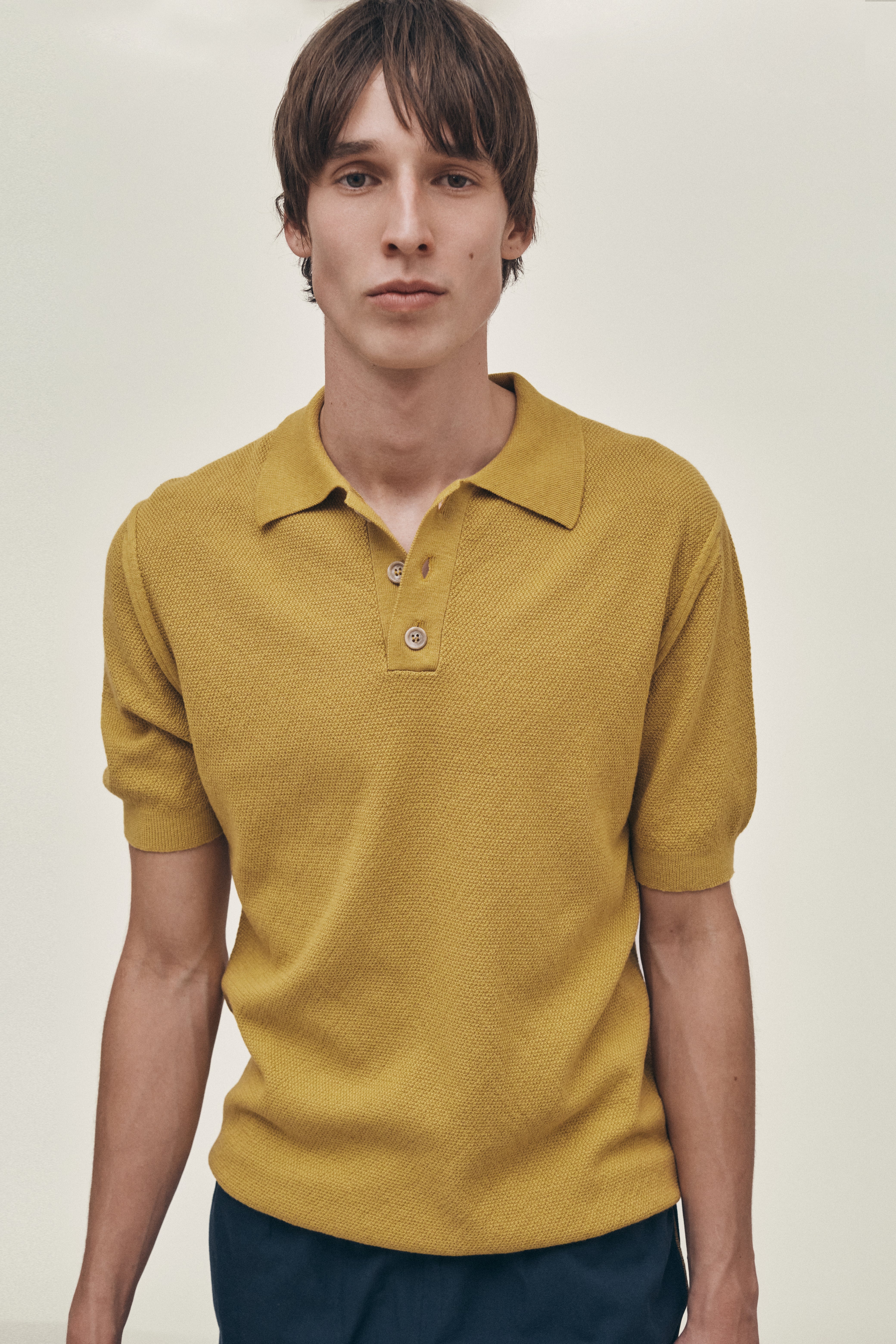 Mustard knitted polo