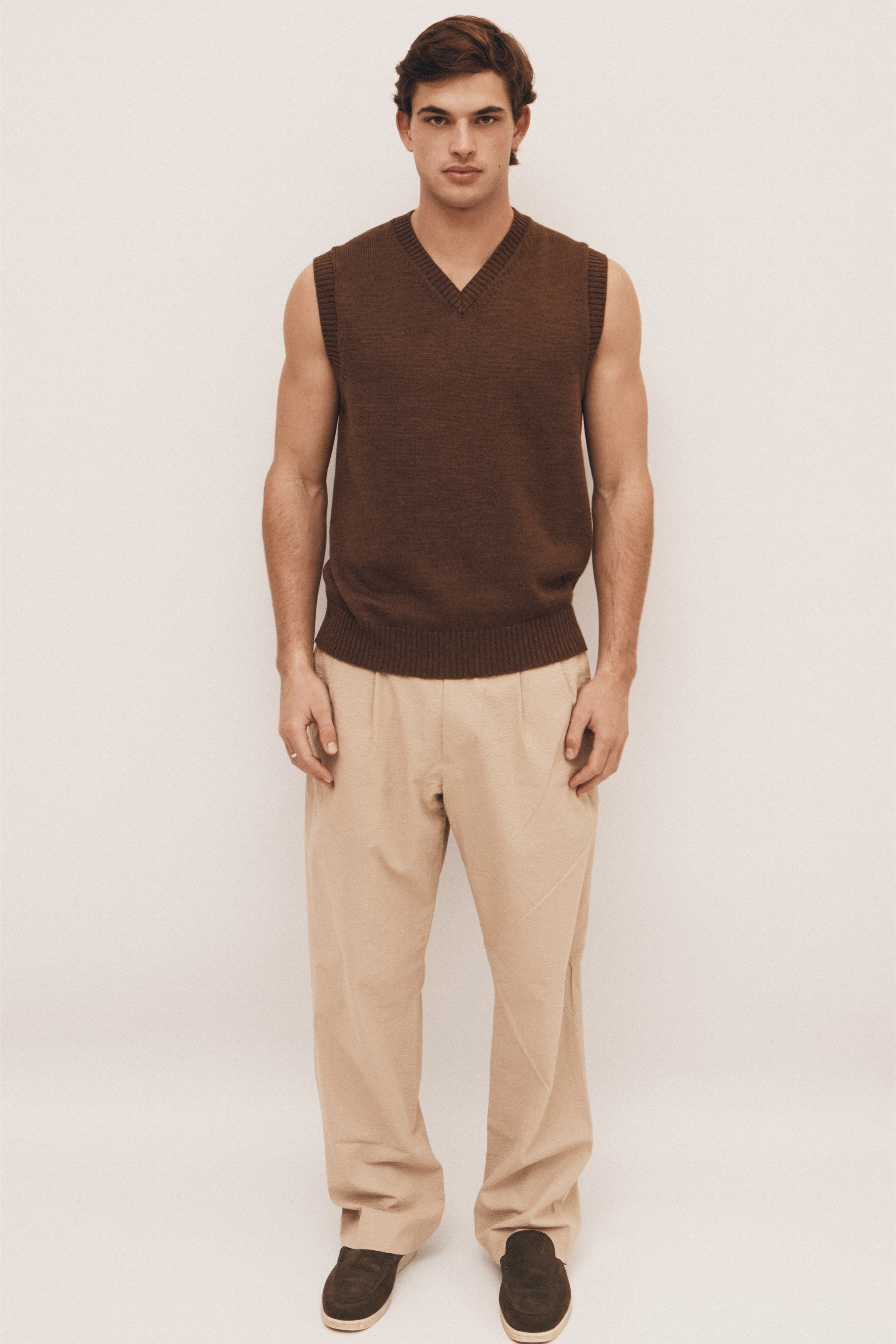 Brown Extra Fine Merino Vest