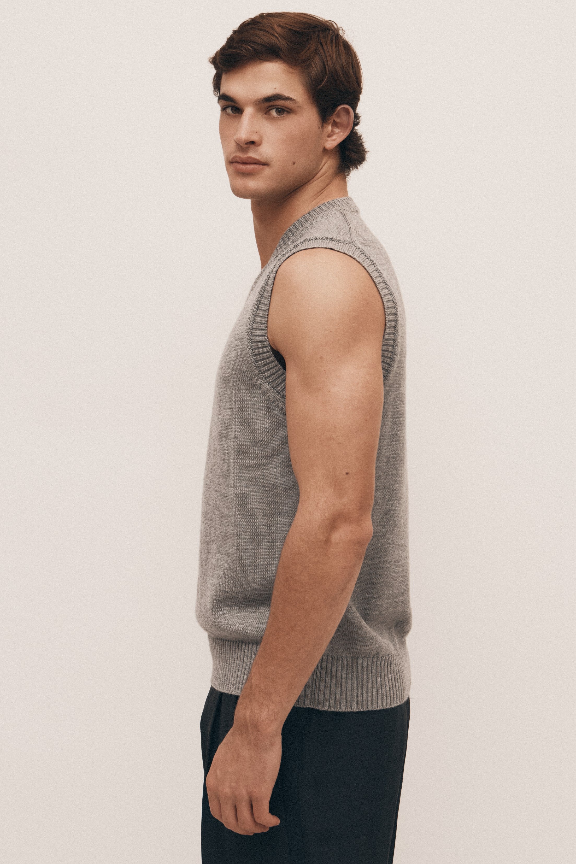 Grey Extra Fine Merino Vest