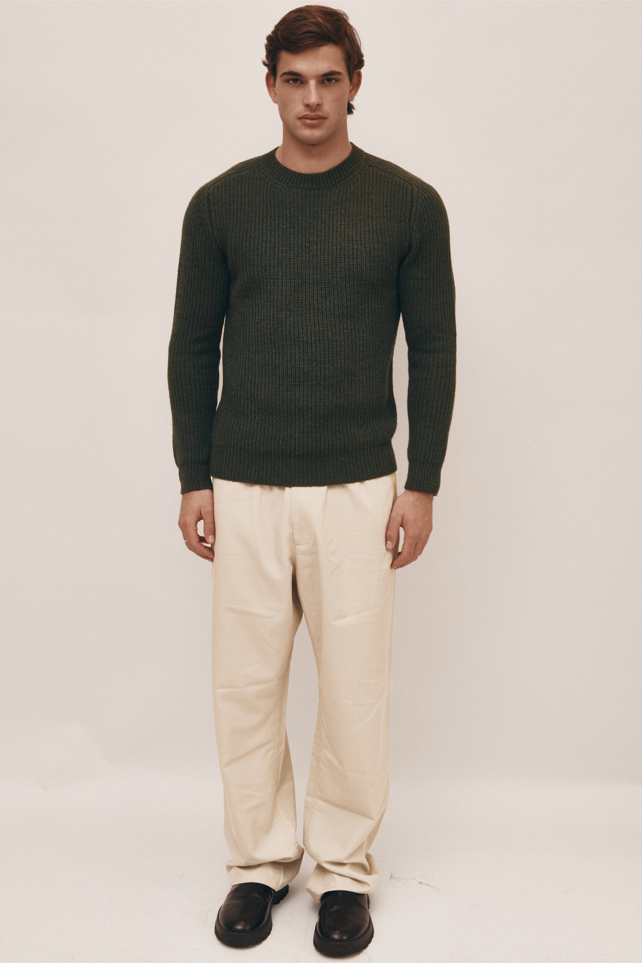 Deep Olive Extra Fine Merino Sweater
