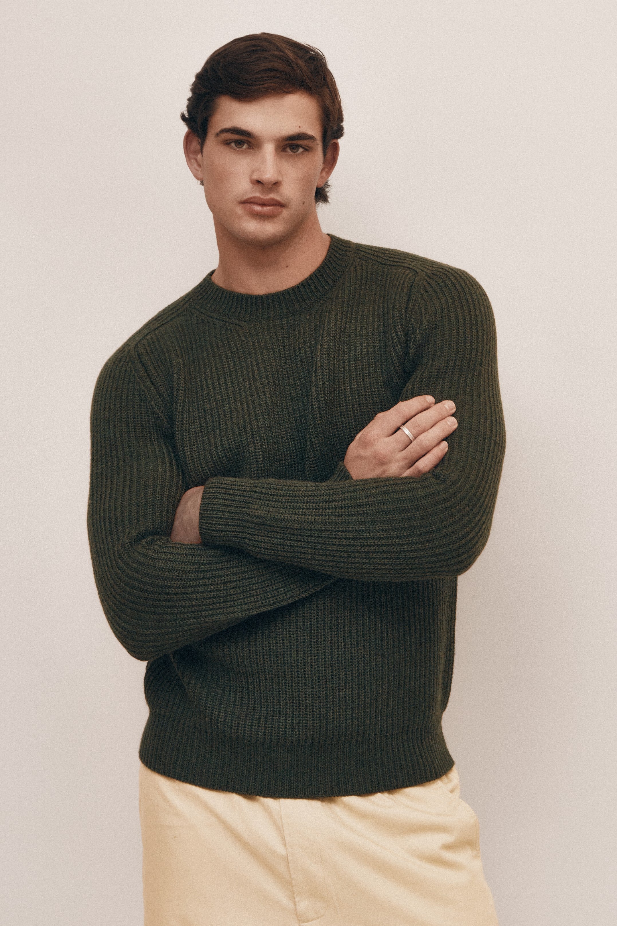 Deep Olive Extra Fine Merino Sweater