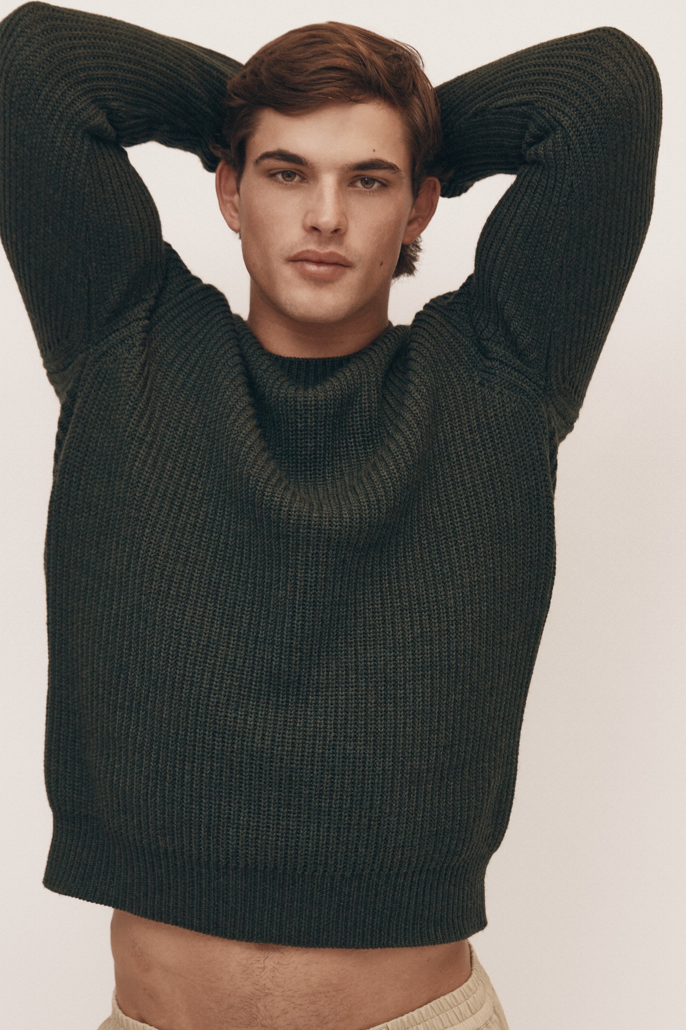 Deep Olive Extra Fine Merino Sweater