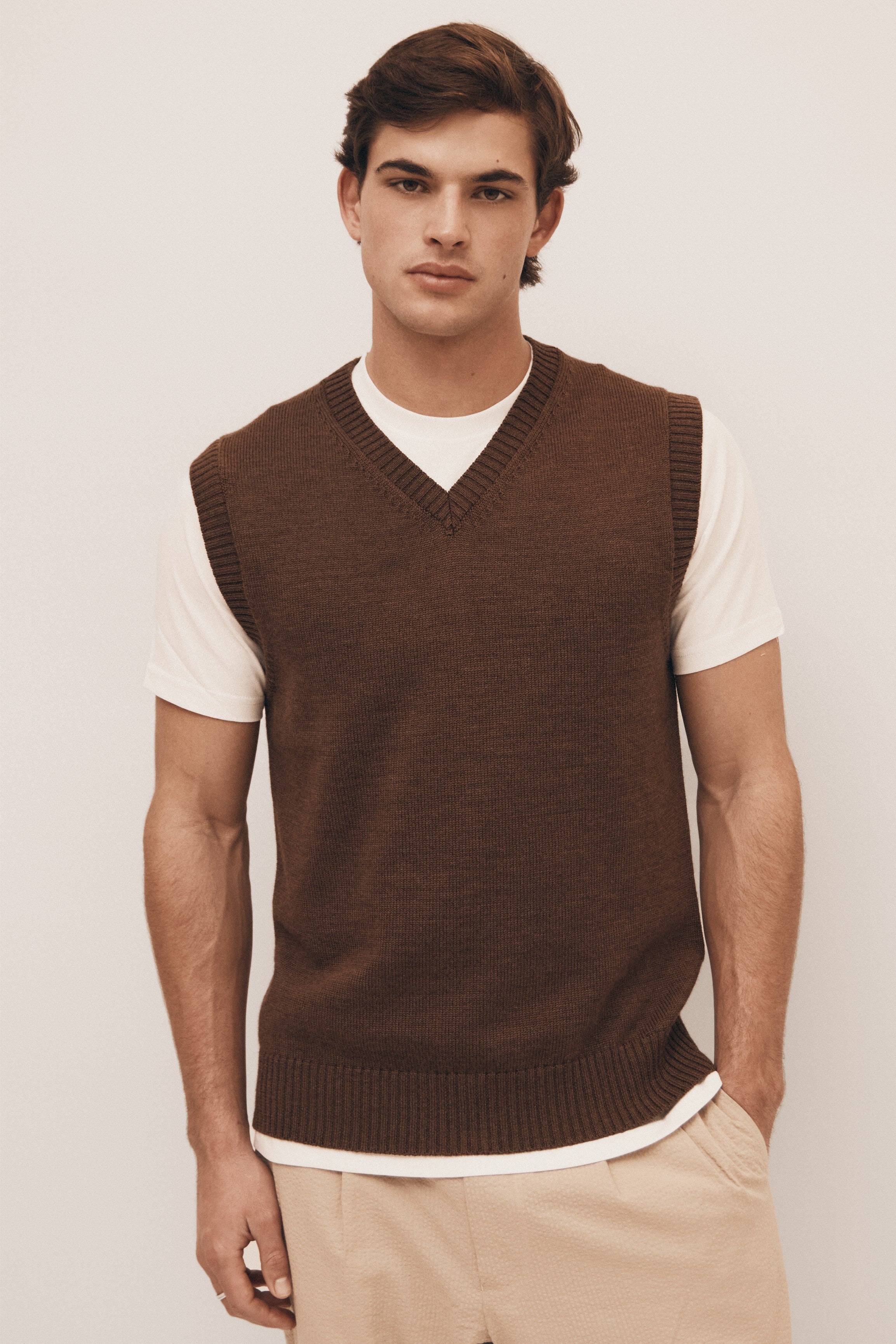 Brown Extra Fine Merino Vest