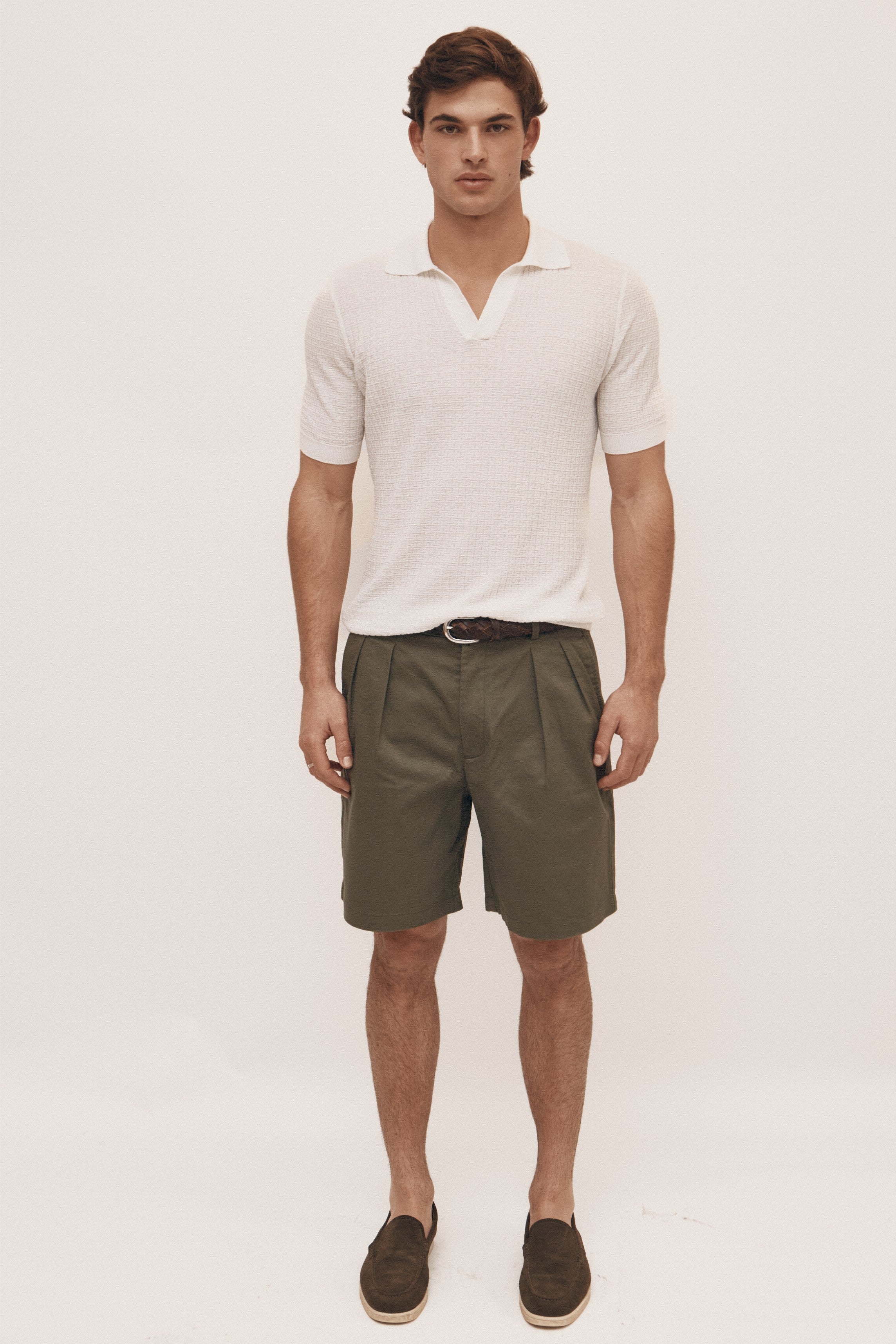 Ivory lightweight knitted polo