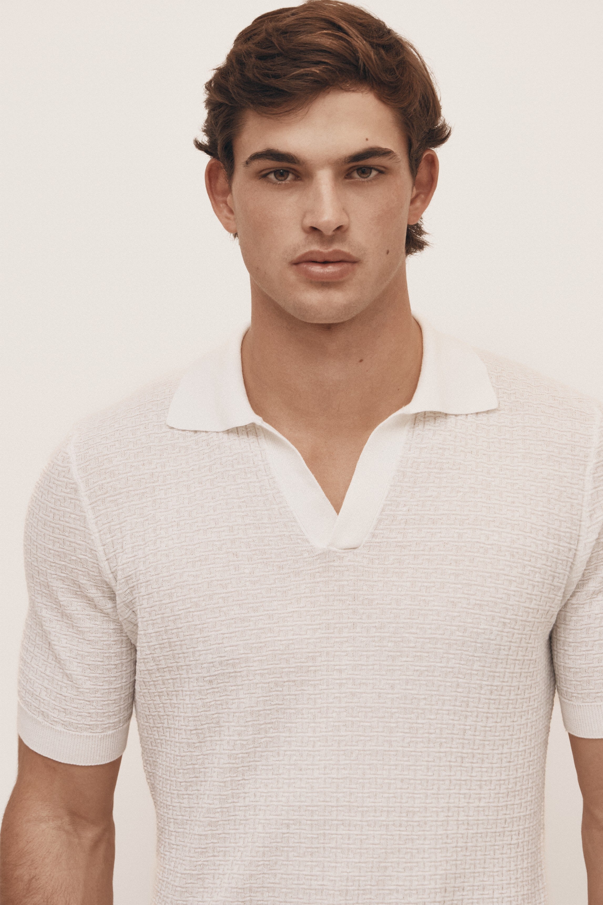 Ivory lightweight knitted polo