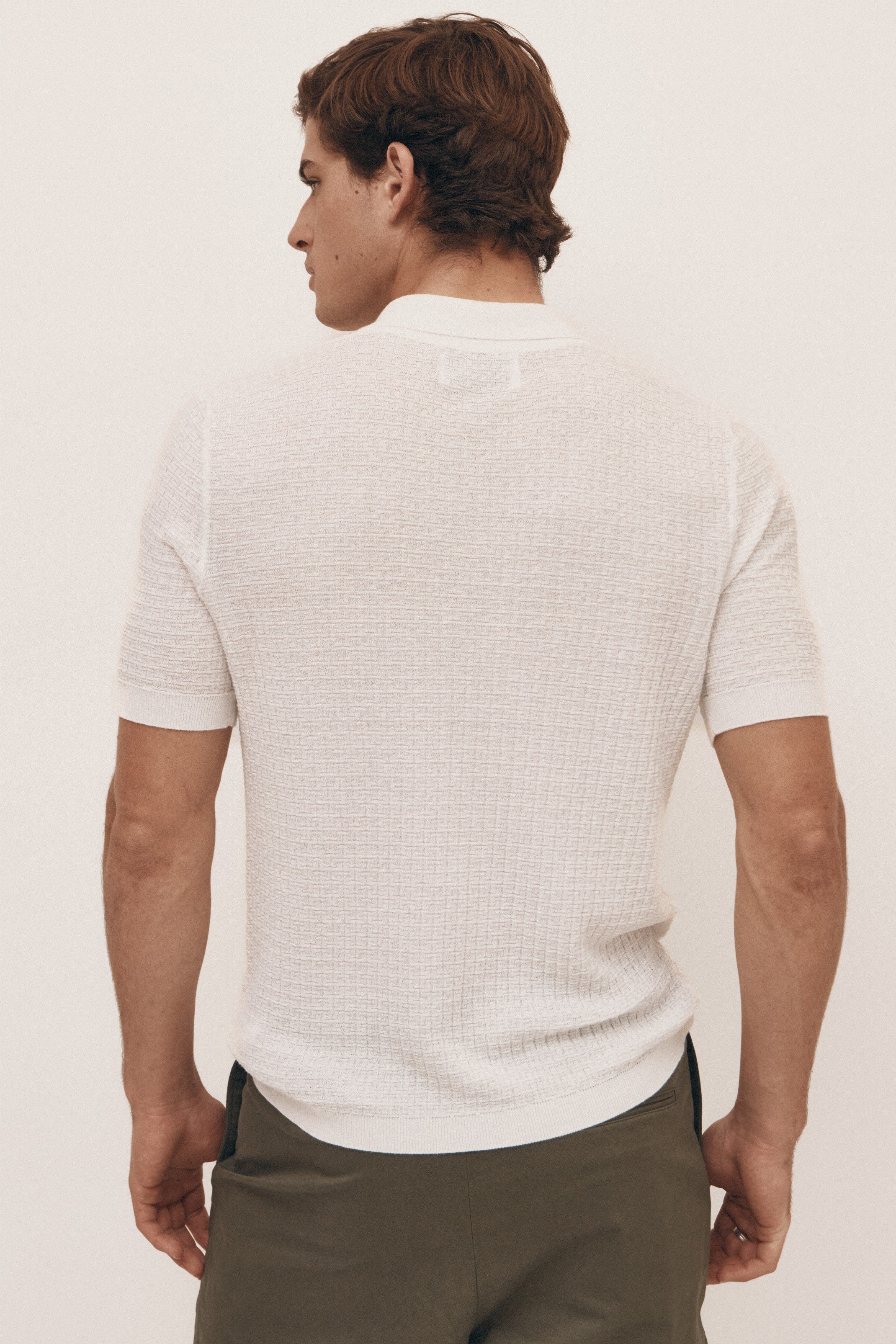 Ivory lightweight knitted polo