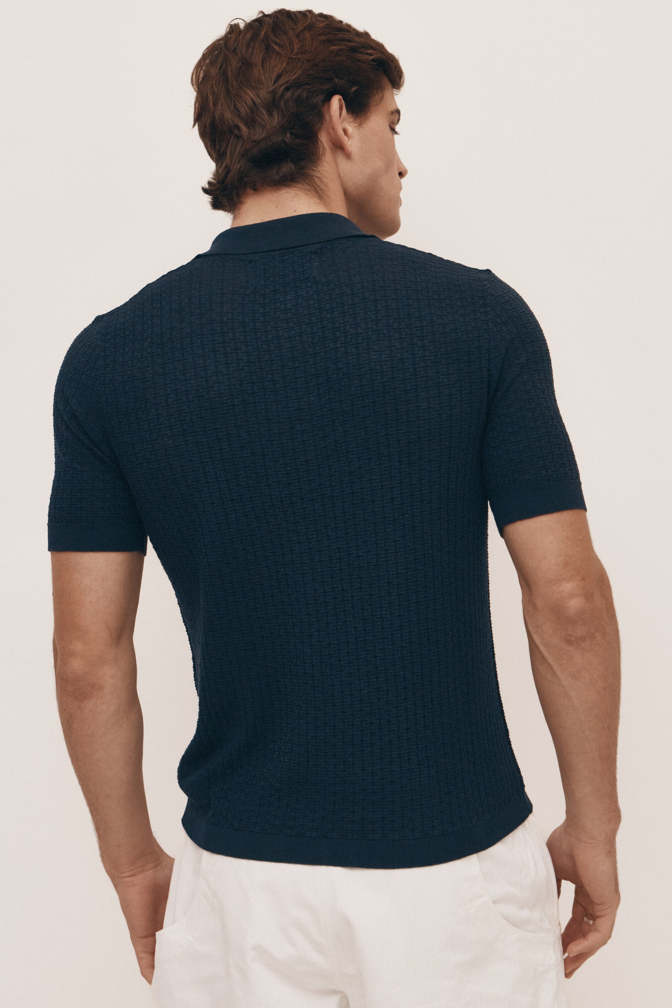 Navy lightweight knitted polo